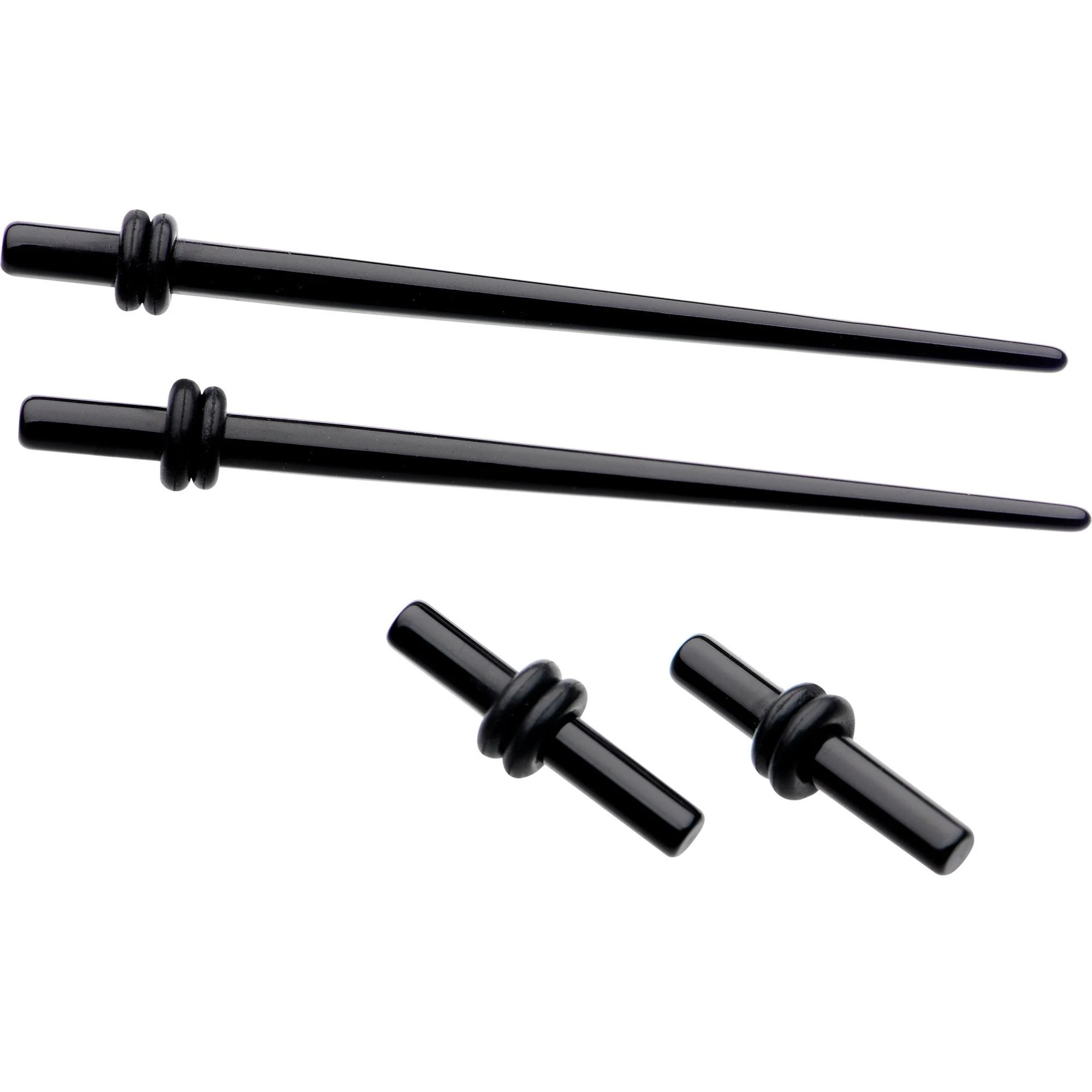 Black Acrylic Straight Plug and Tapers Set of 4 - Image 3
