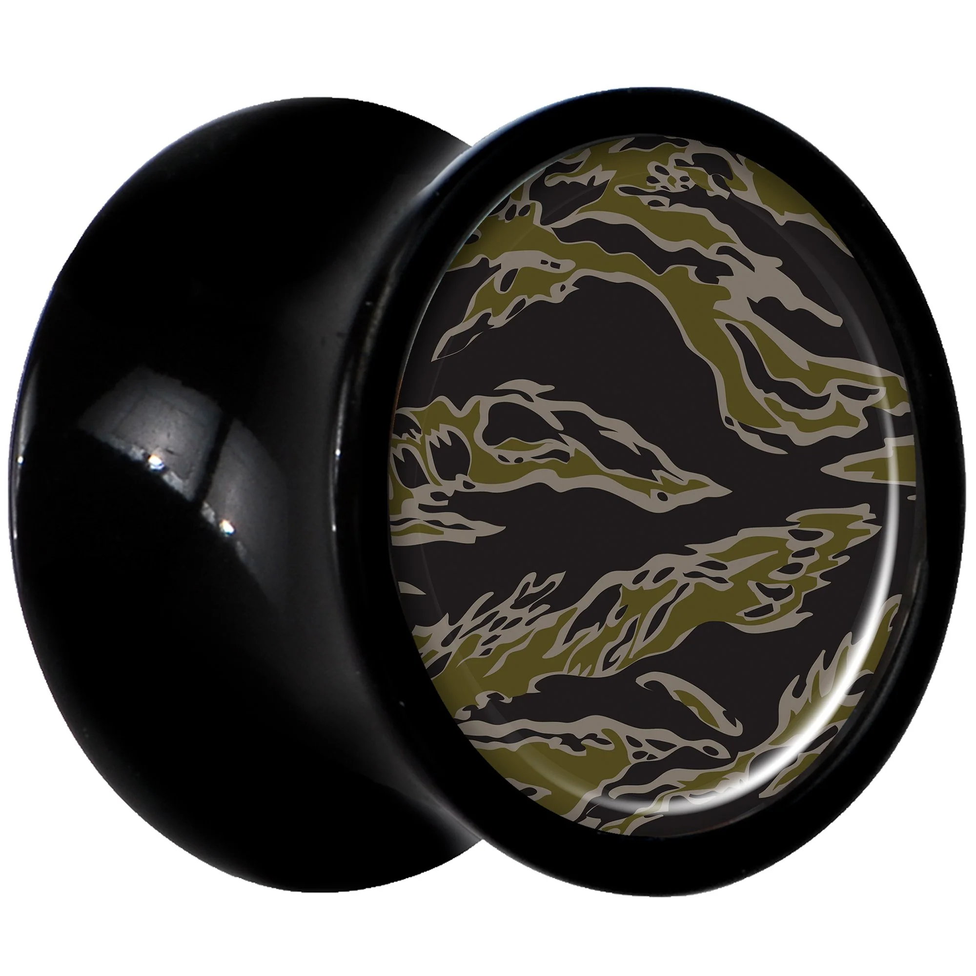 Black Acrylic Tiger Camo Print Saddle Plug Set 0G - Image 2