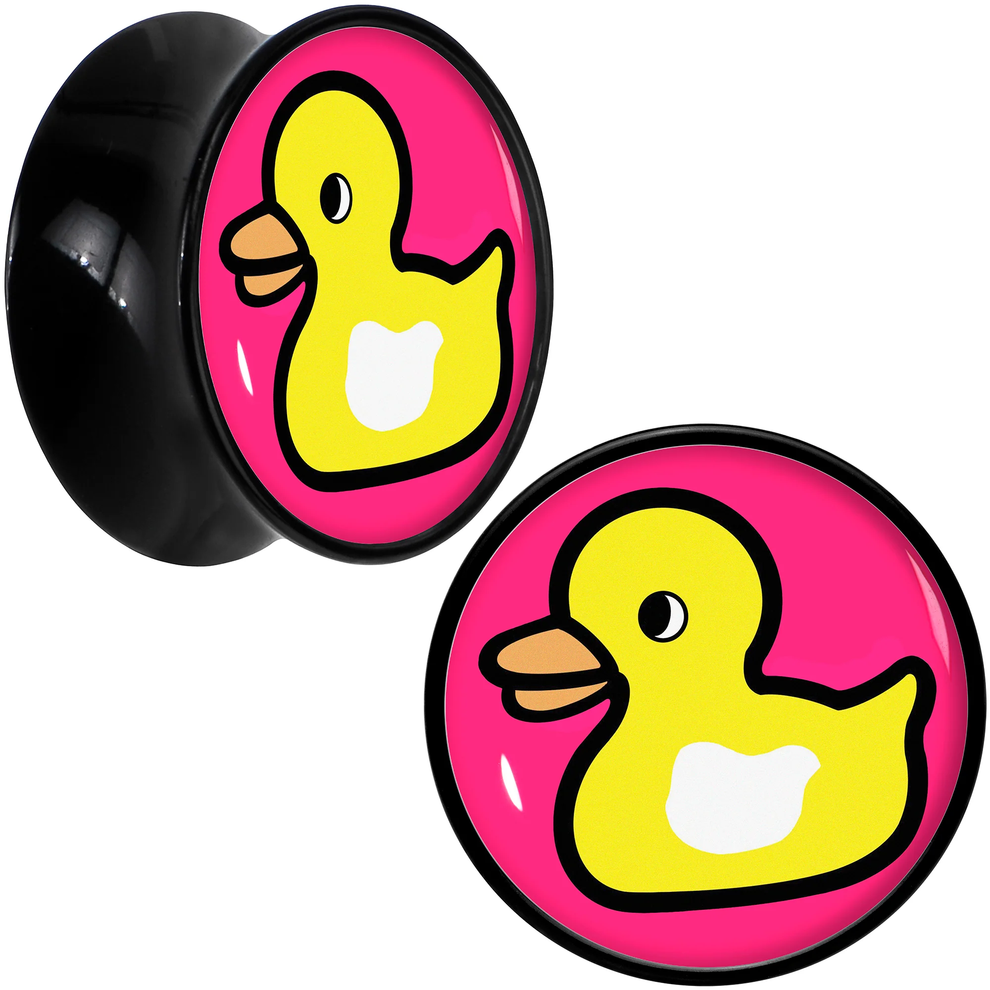 Black Acrylic Yellow Ducky Double Flare Plug Set by Onyx O - Image 11
