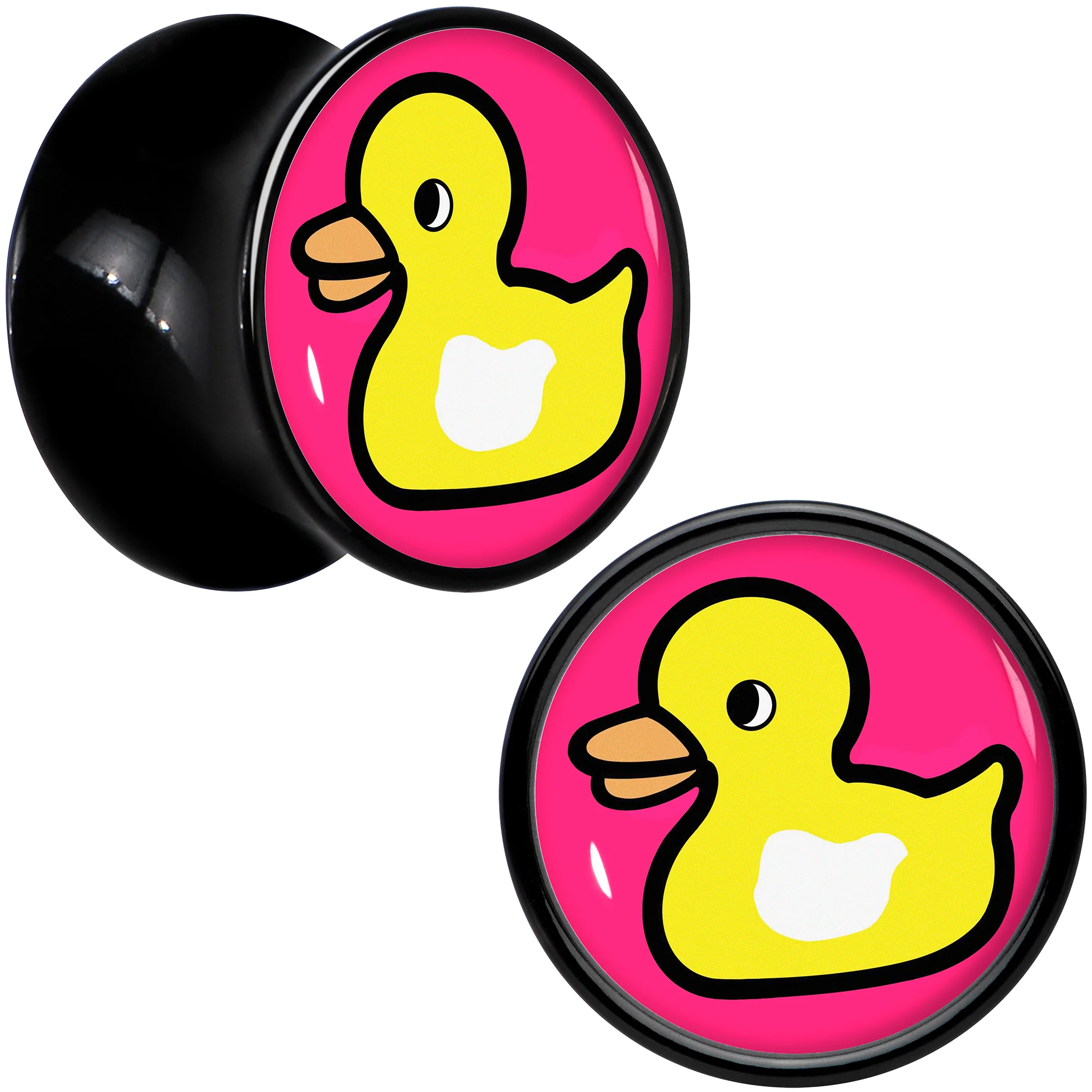 Black Acrylic Yellow Ducky Double Flare Plug Set by Onyx O - Image 2