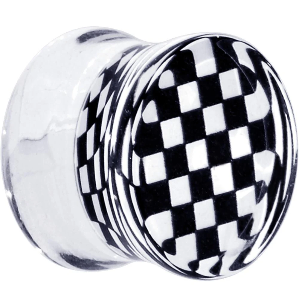 Black and White Checker Inlayed Saddle Plug 2G to 20mm - Image 2