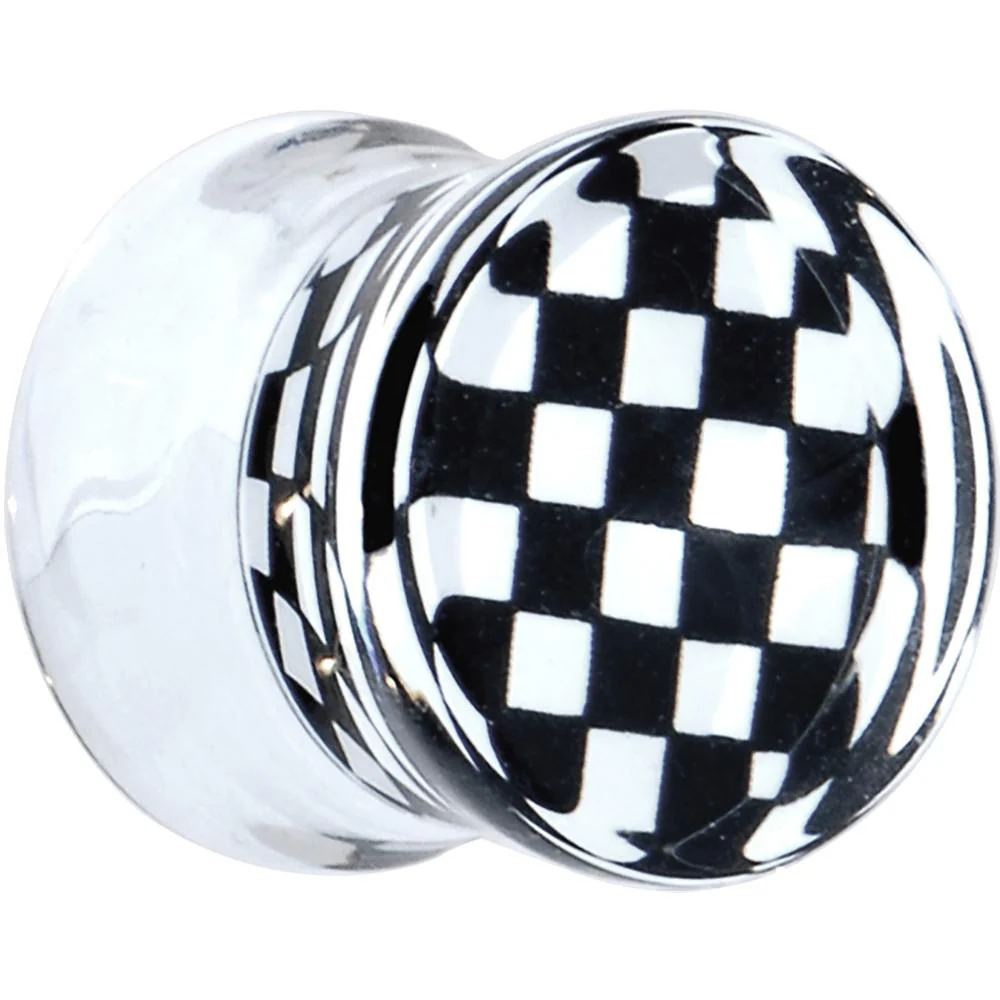 Black and White Checker Inlayed Saddle Plug 2G to 20mm - Image 3