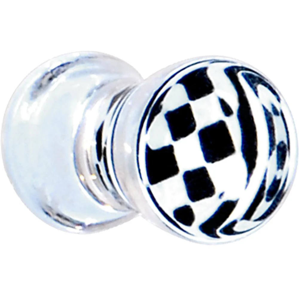 Black and White Checker Inlayed Saddle Plug 2G to 20mm - Image 4