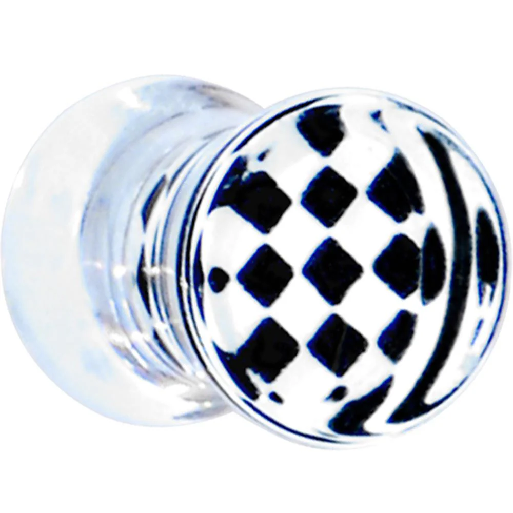 Black and White Checker Inlayed Saddle Plug 2G to 20mm - Image 5