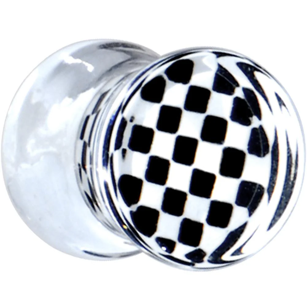 Black and White Checker Inlayed Saddle Plug 2G to 20mm - Image 6