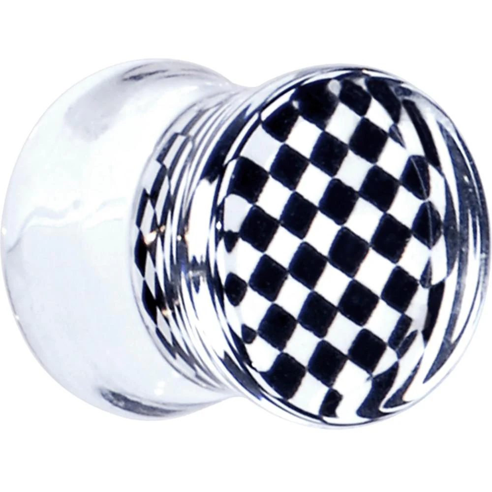 Black and White Checker Inlayed Saddle Plug 2G to 20mm - Image 7