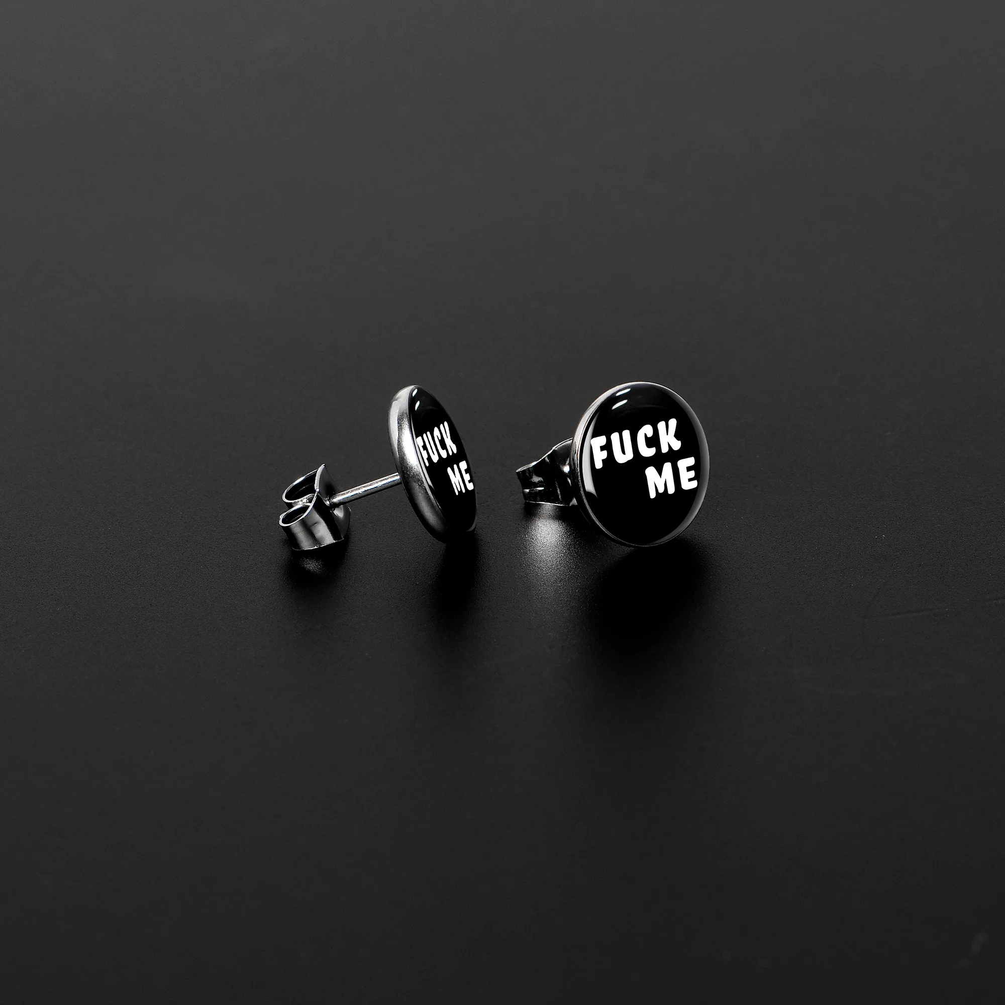 Black and White F*ck Me Stud Earrings - Image 3