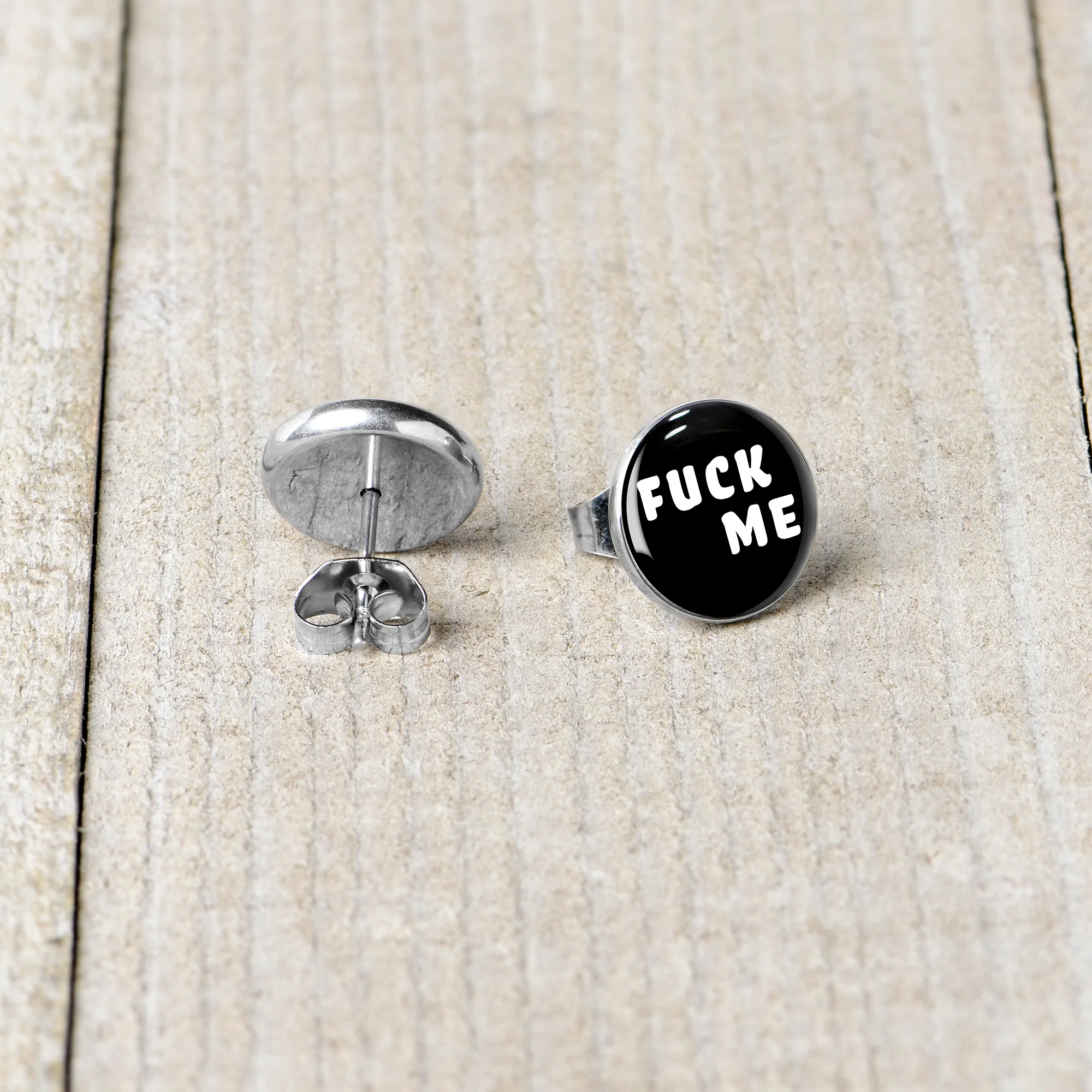 Black and White F*ck Me Stud Earrings - Image 5