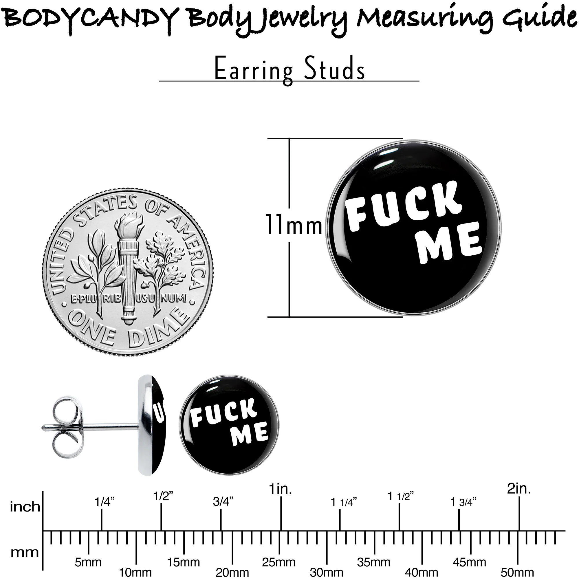 Black and White F*ck Me Stud Earrings - Image 6
