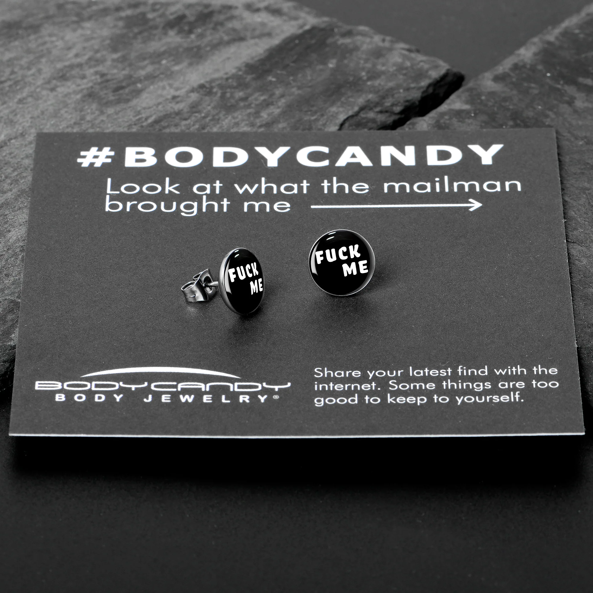 Black and White F*ck Me Stud Earrings - Image 7