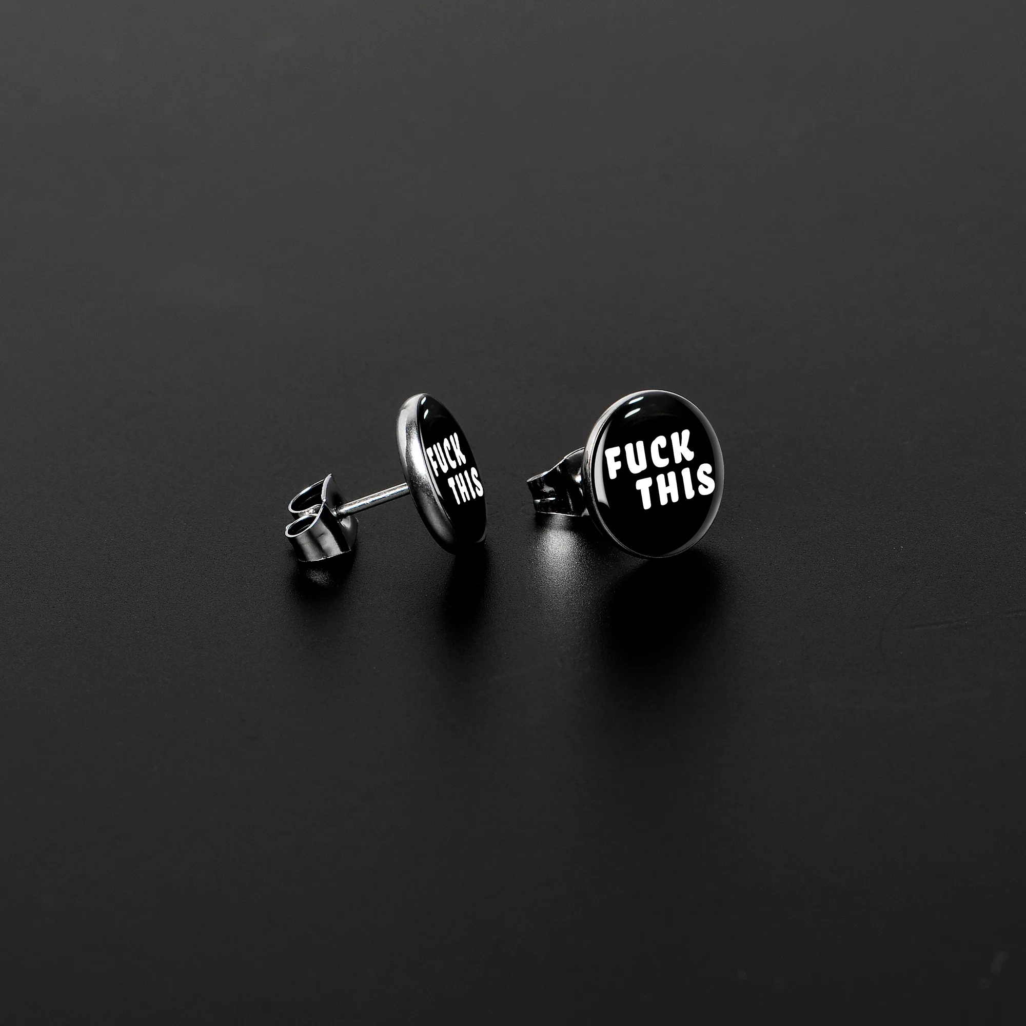 Black and White F*ck This Stud Earrings - Image 3