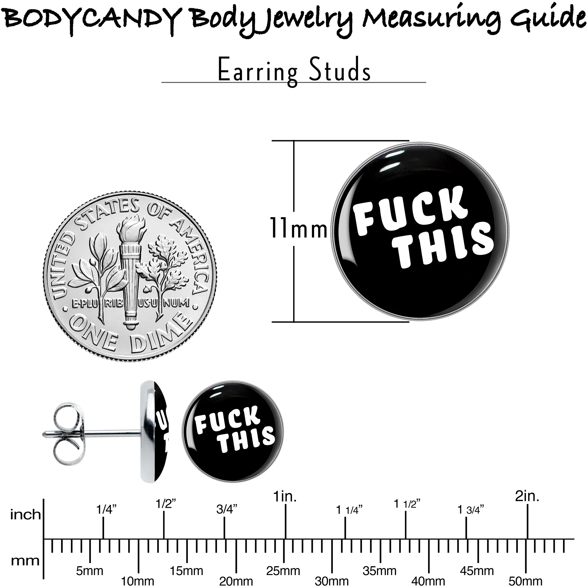 Black and White F*ck This Stud Earrings - Image 6