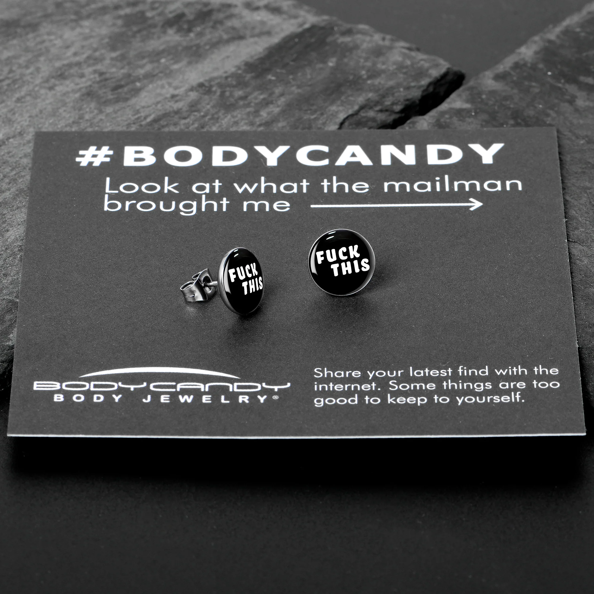Black and White F*ck This Stud Earrings - Image 7