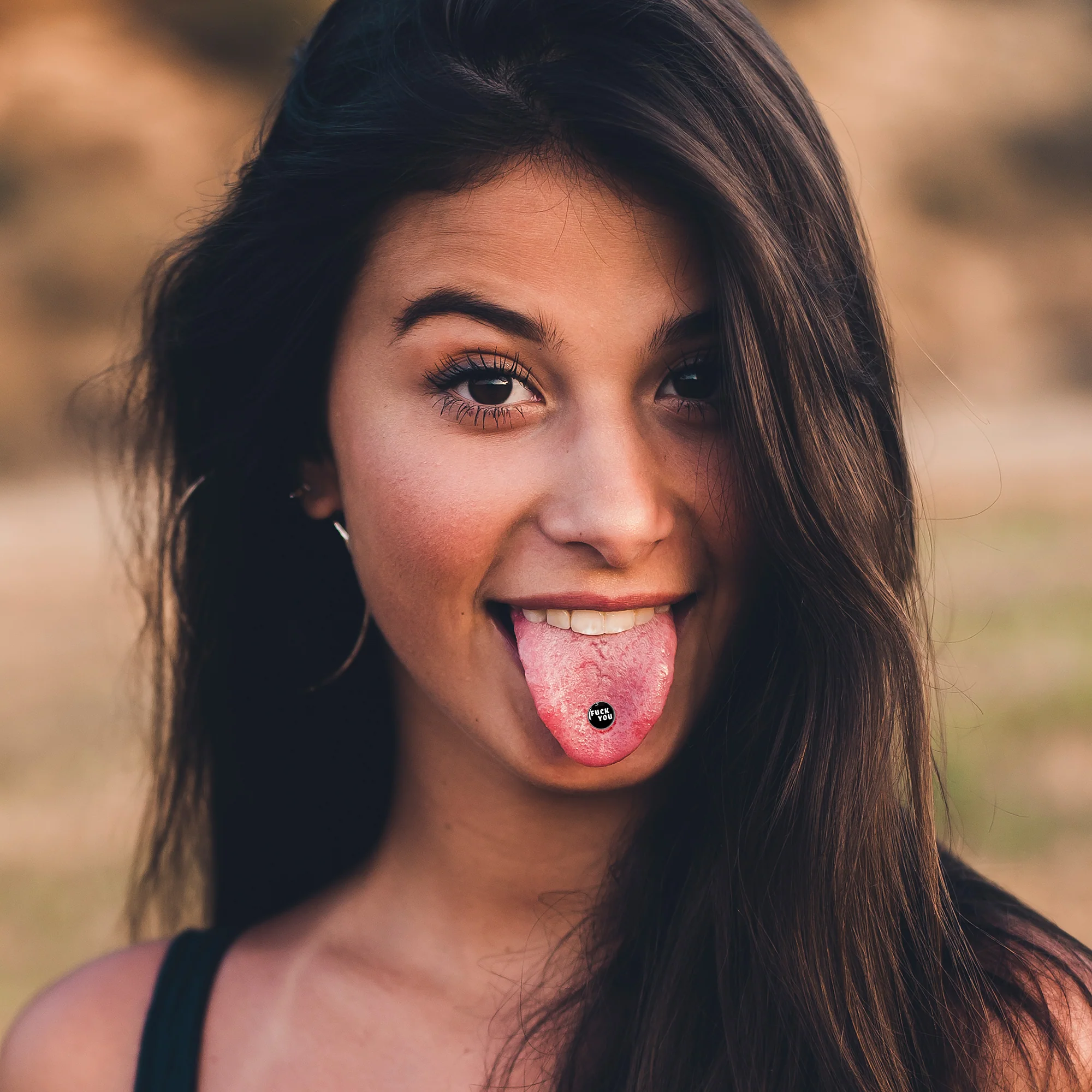 Black and White F*ck You Barbell Tongue Ring - Image 3