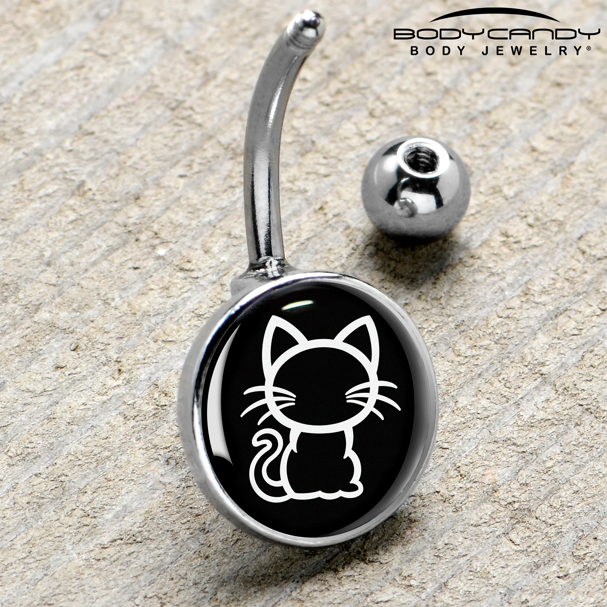 Black and White Kitty Cat Belly Ring by Onyx O - Image 4