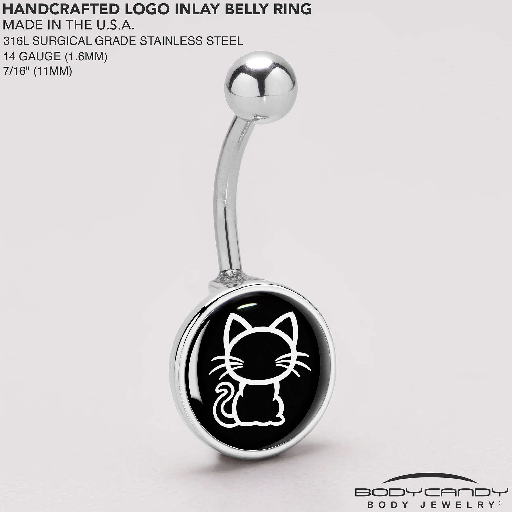 Black and White Kitty Cat Belly Ring by Onyx O - Image 5