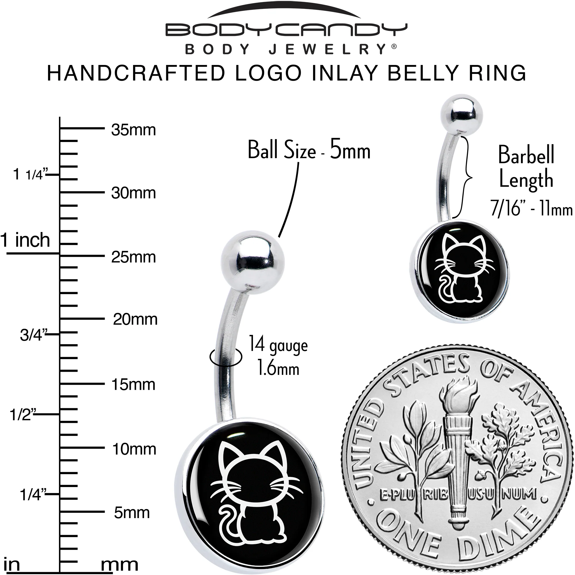 Black and White Kitty Cat Belly Ring by Onyx O - Image 6