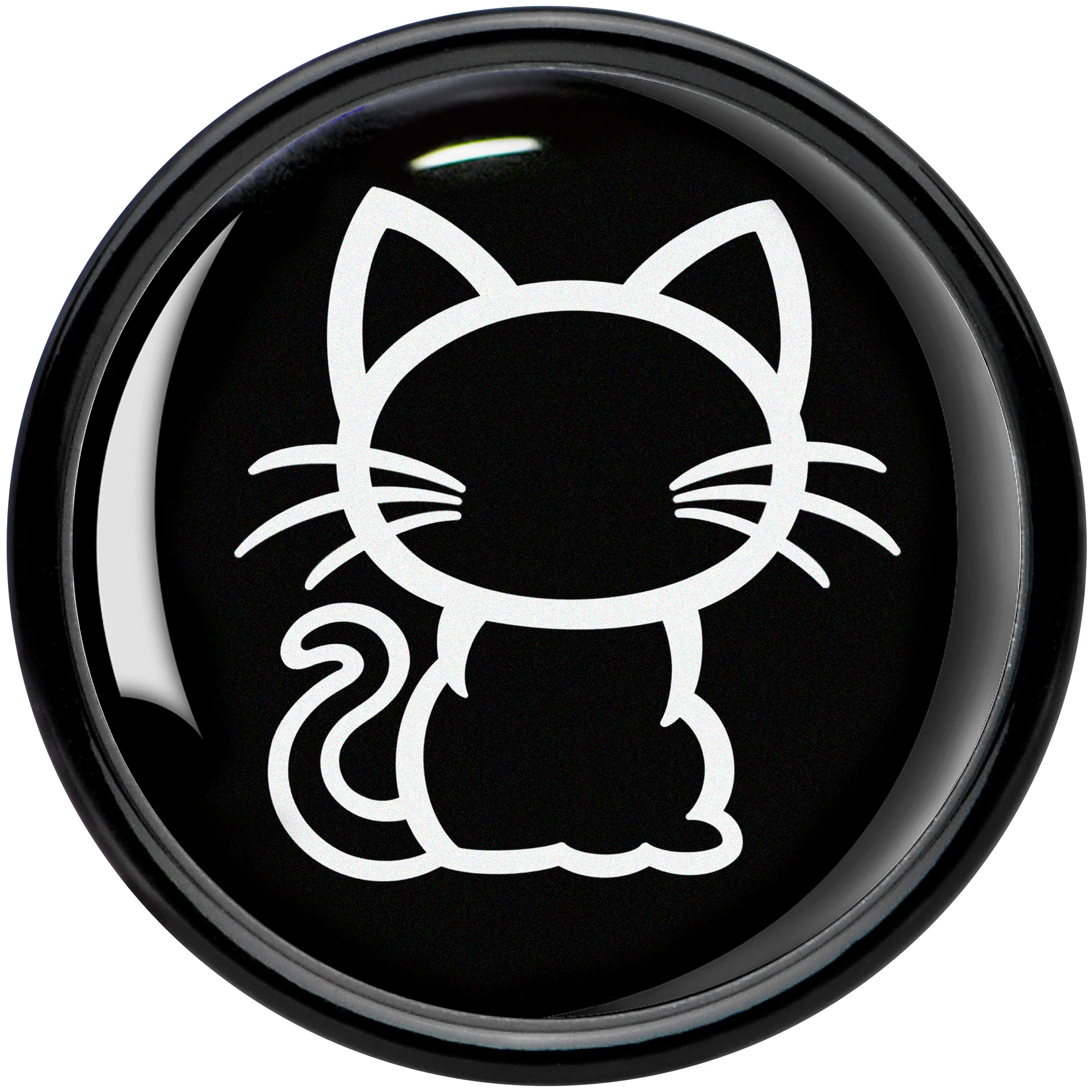 Black and White Kitty Cat Black Acrylic Saddle Plug Set 8mm to 20mm by Onyx O - Image 4