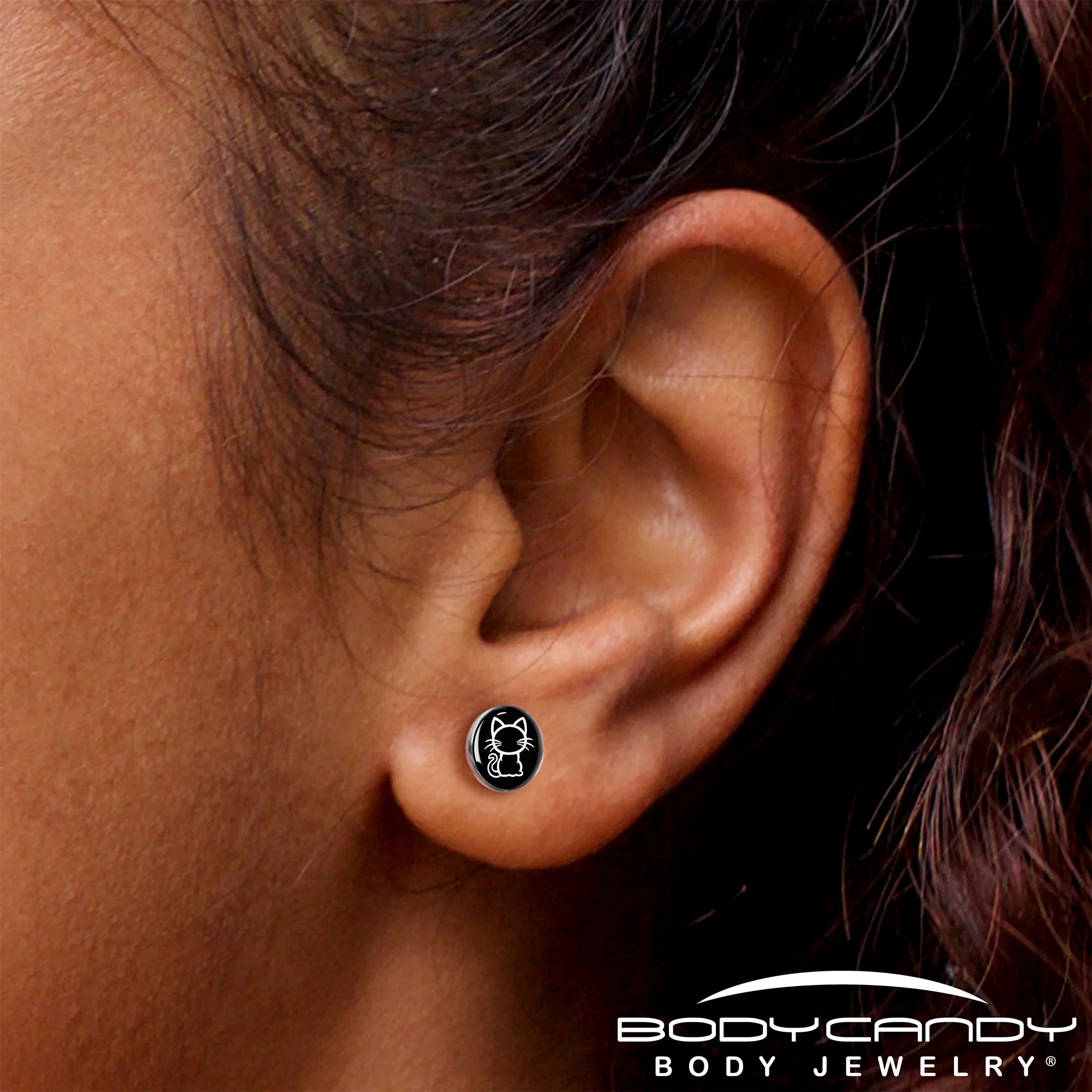 Black and White Kitty Cat Stud Earrings by Onyx O - Image 7