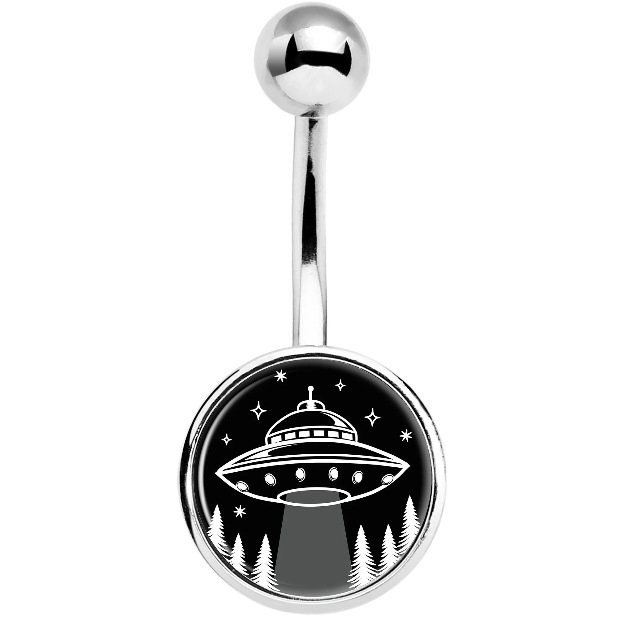 Black and White UFO Belly Ring - Image 2
