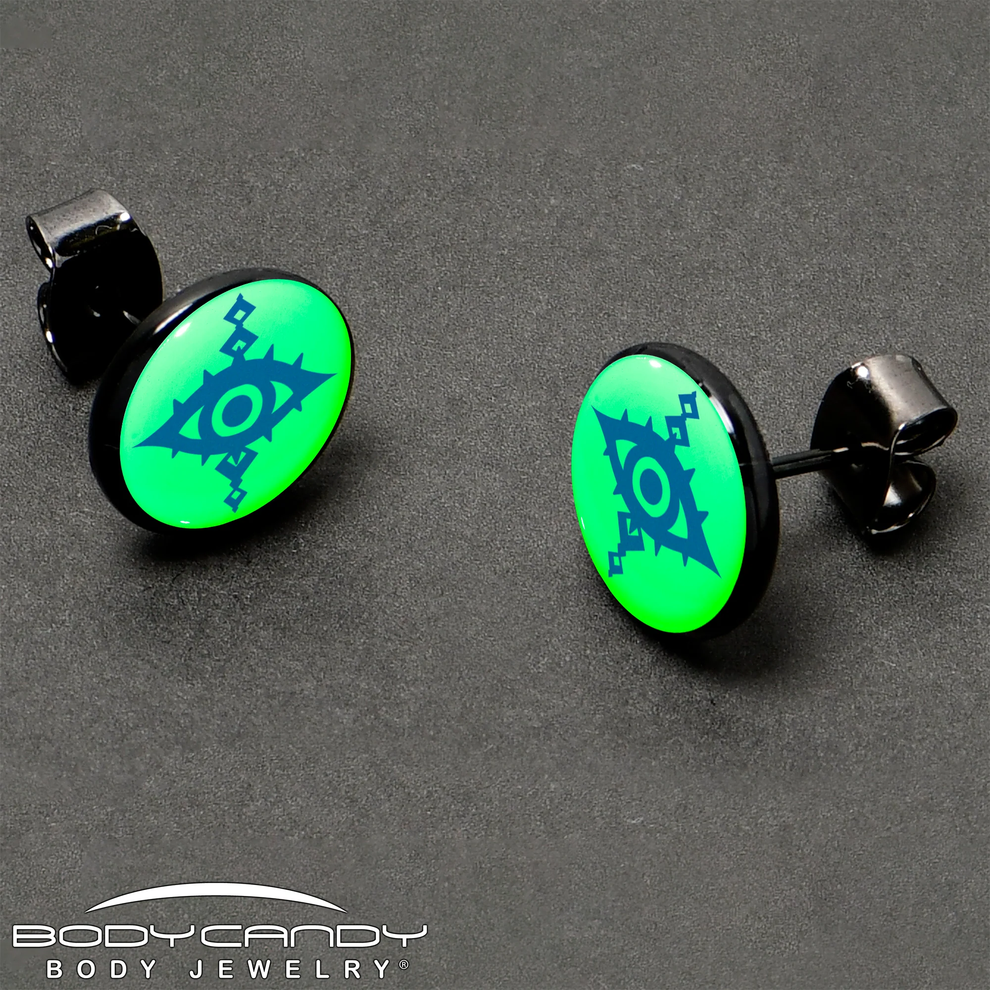 Black Anodized Evil Eye Glow in the Dark Stud Earrings by Onyx O - Image 8