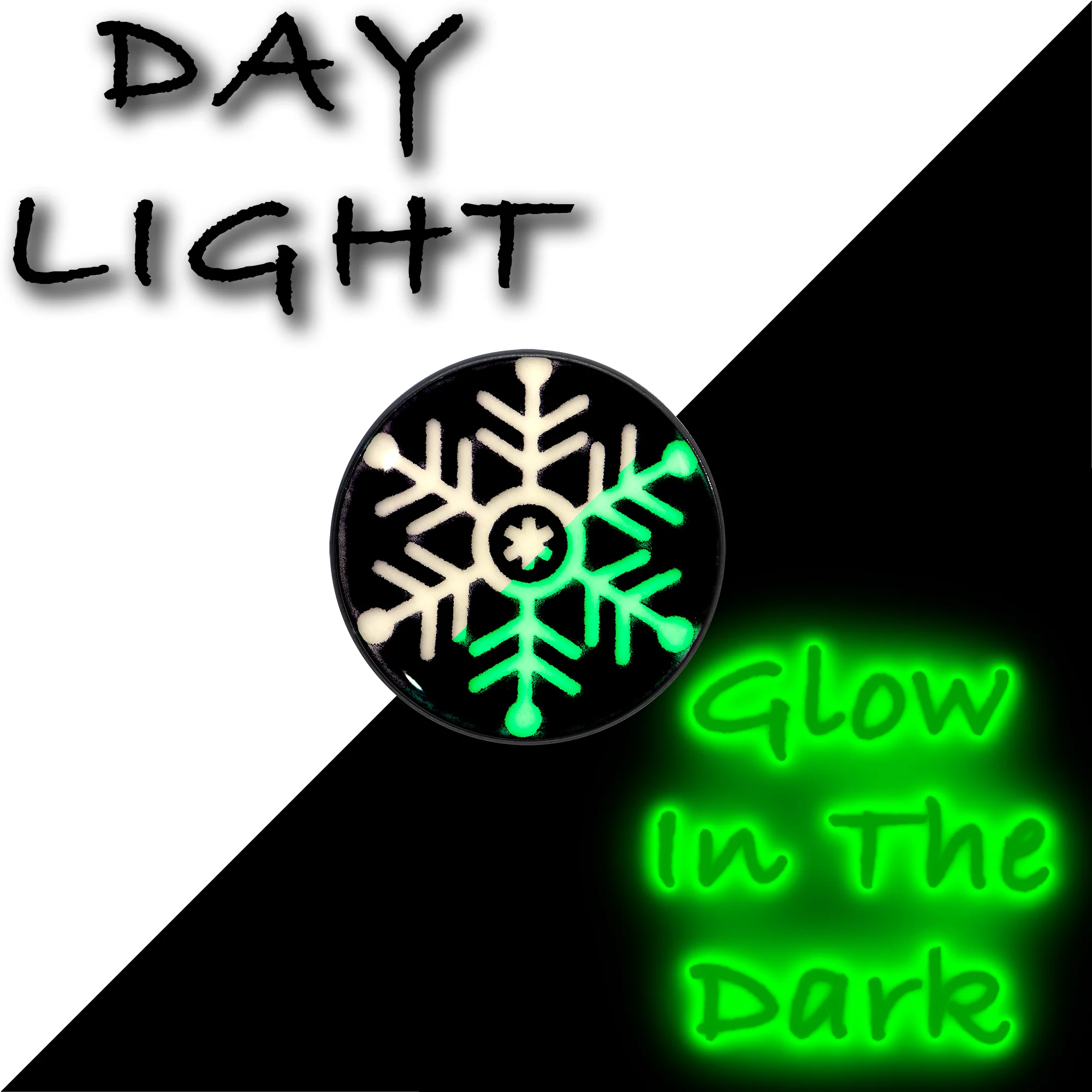 Black Anodized Glow in the Dark Holiday Snowflake Stud Earrings by Onyx O - Image 5