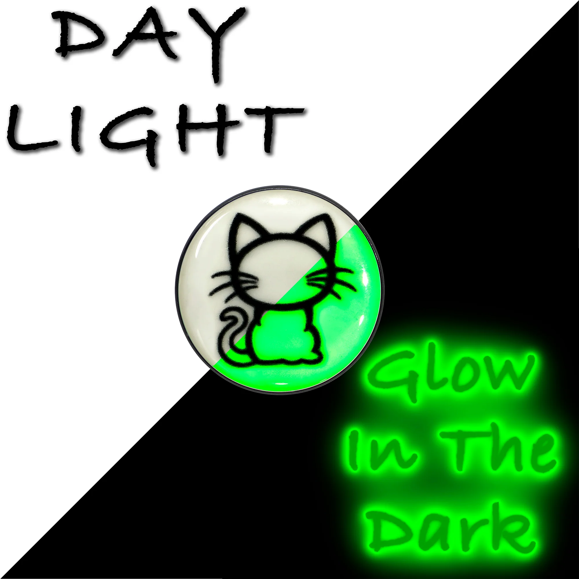 Black Anodized Kitty Cat Glow in the Dark Stud Earrings by Onyx O - Image 5