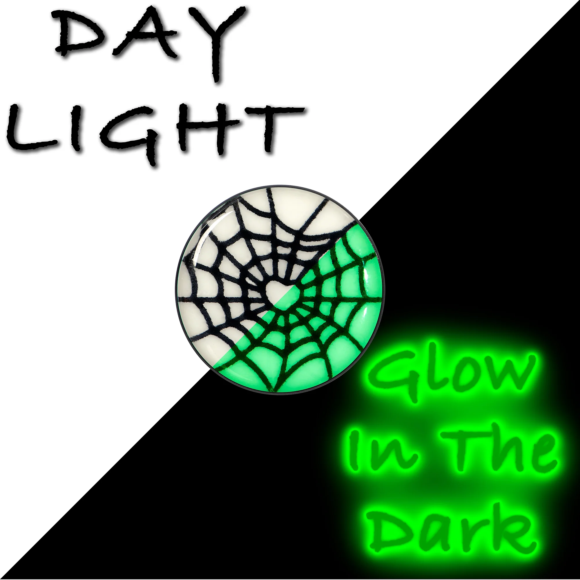 Black Anodized Steel Heart Spider Web Glow in the Dark Stud Earrings by Onyx O - Image 7