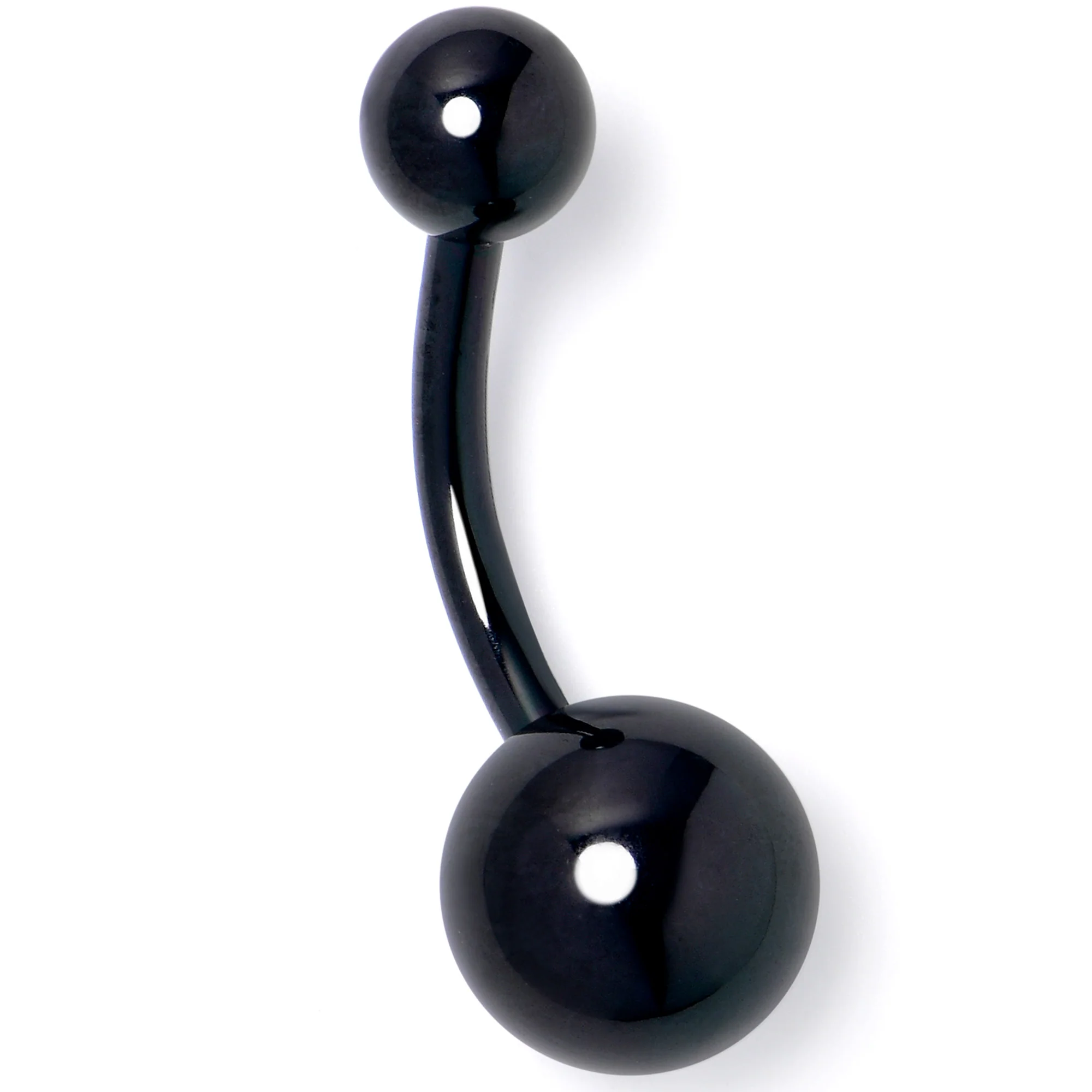 Black ASTM F-136 Implant Grade Titanium Internally Threaded Belly Ring - Image 3