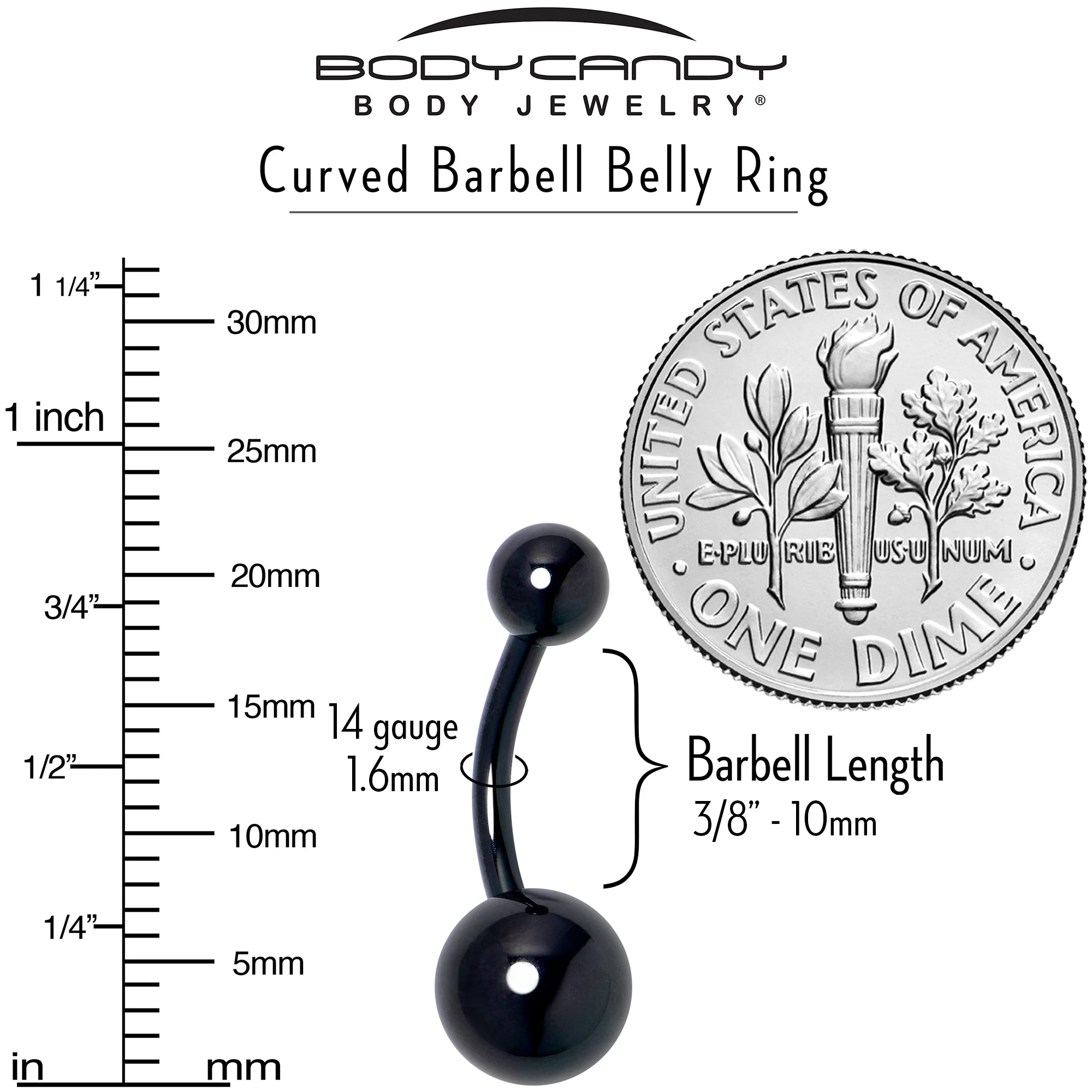Black ASTM F-136 Implant Grade Titanium Internally Threaded Belly Ring - Image 5