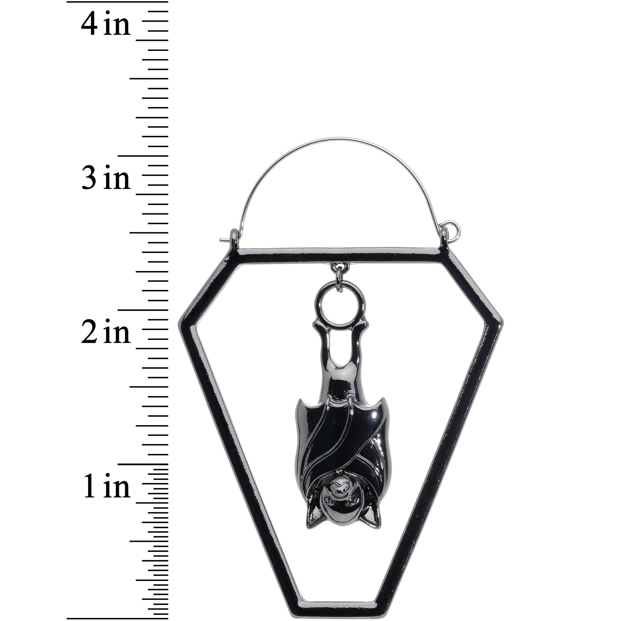 Black Bat Coffin Halloween Tunnel Plug Earrings - Image 4