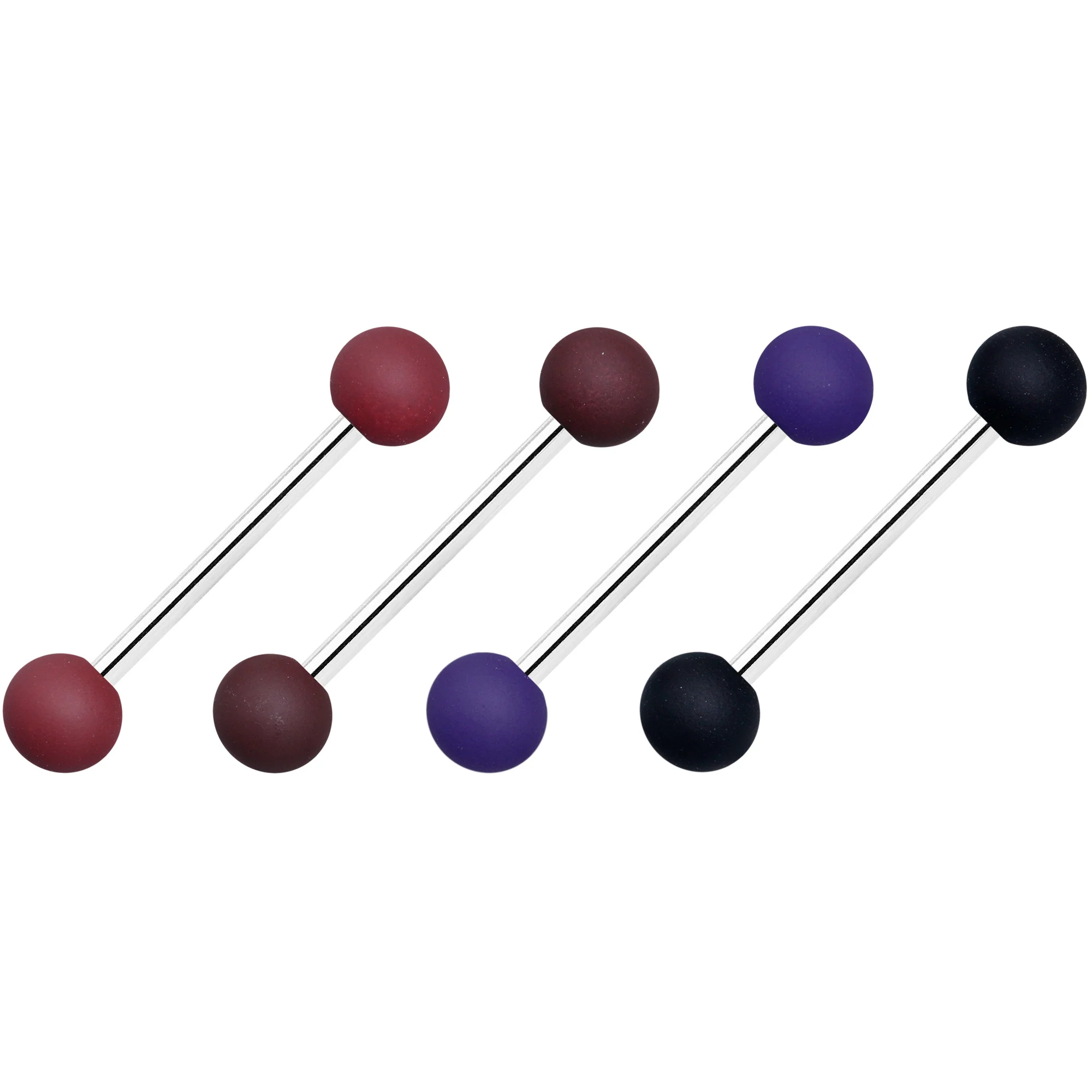 Black Blue Brown Matte Barbell Tongue Ring Set of 4 - Image 2