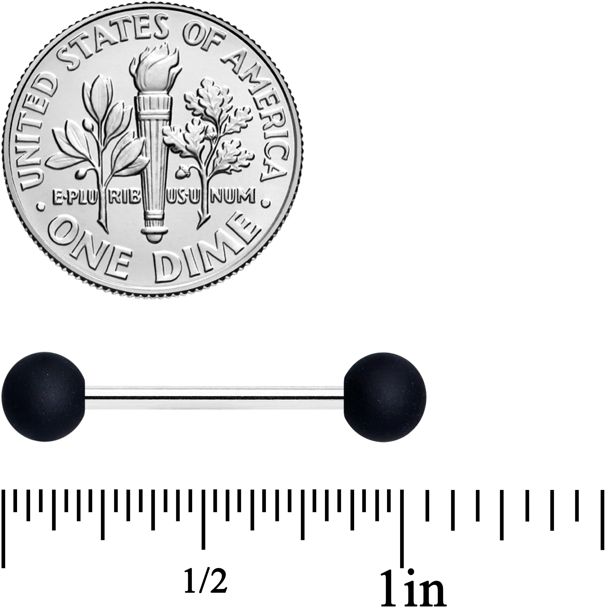 Black Blue Brown Matte Barbell Tongue Ring Set of 4 - Image 3
