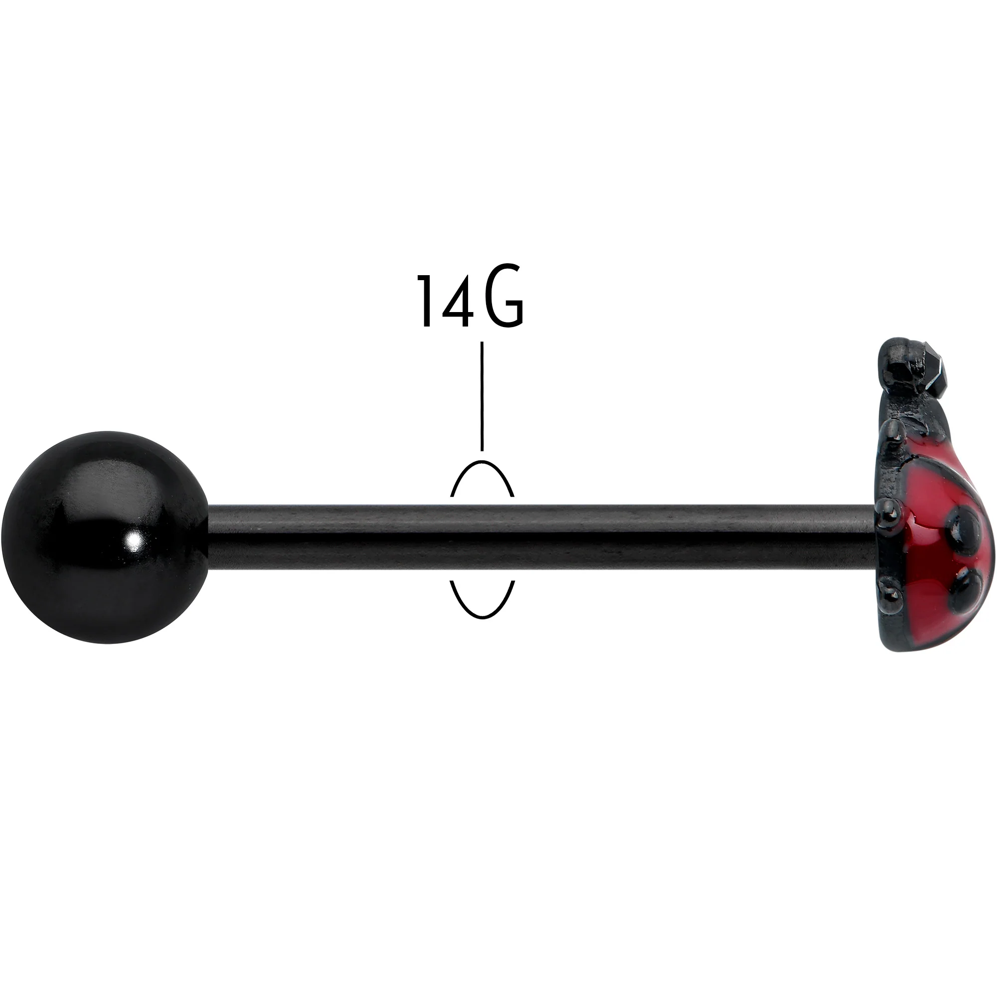 Black Classic Ladybug Top End Barbell Tongue Ring - Image 5