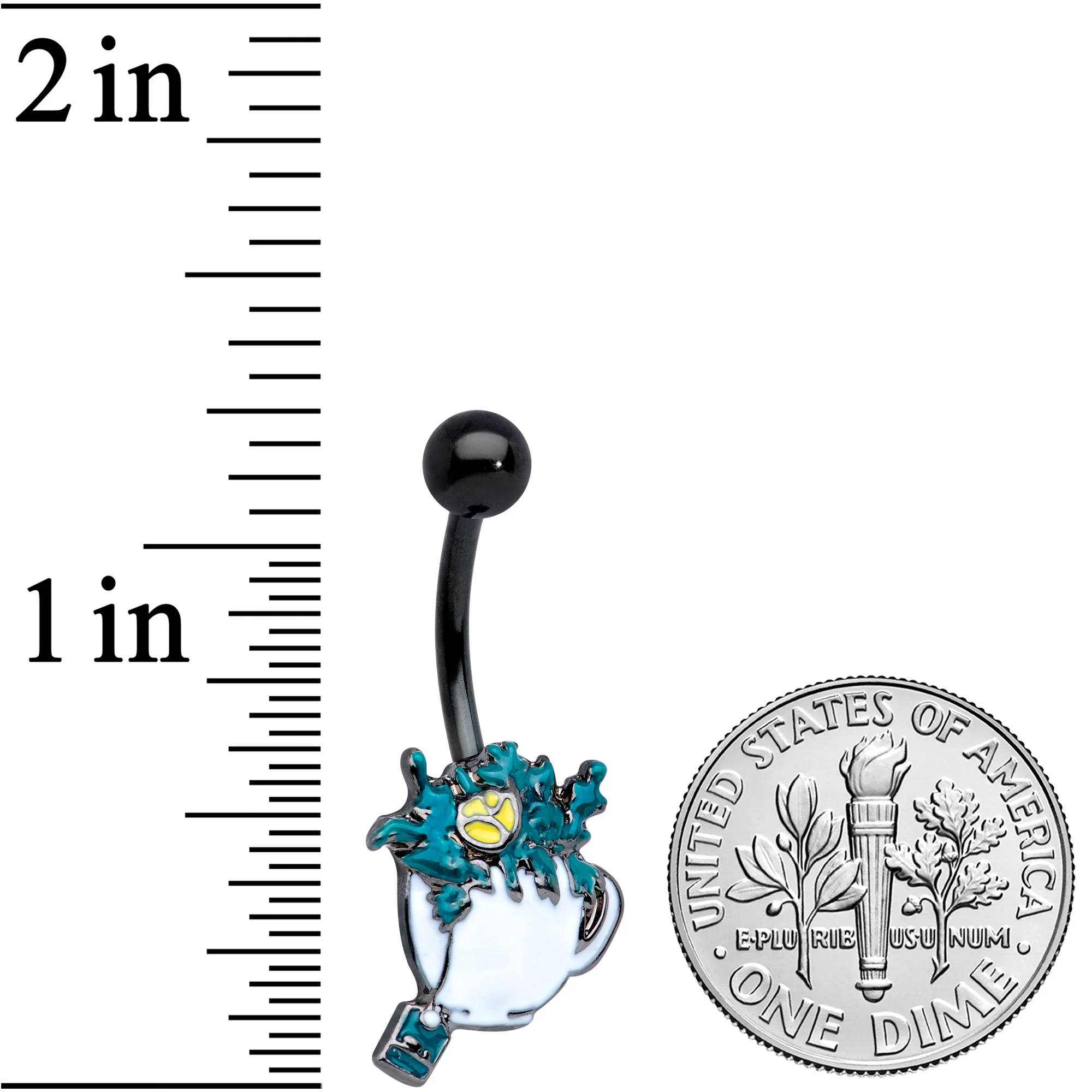 Black Creepy Halloween Tea Belly Ring - Image 3
