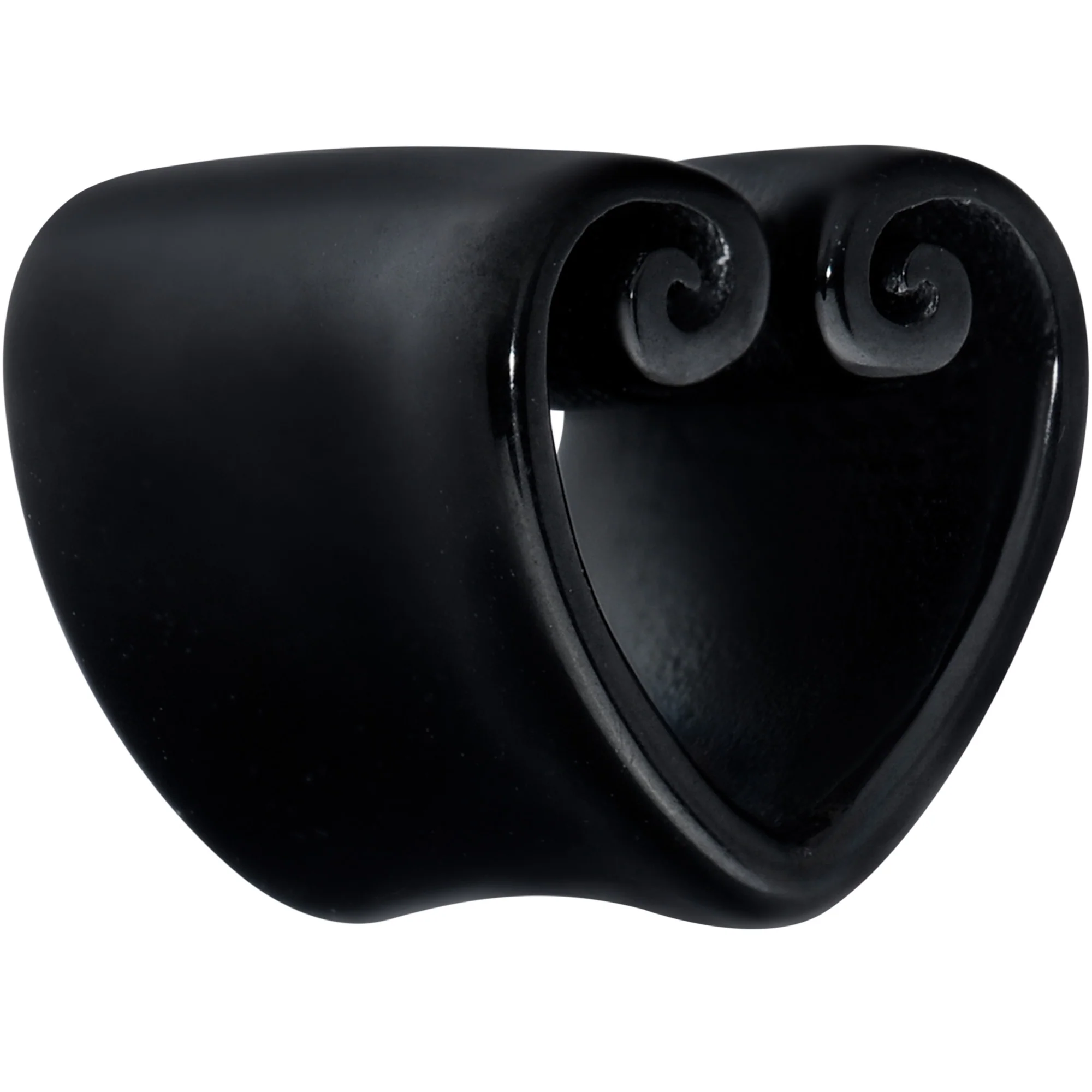 Black Curled Heart Valentines Day Tunnel Plug Set - Image 2
