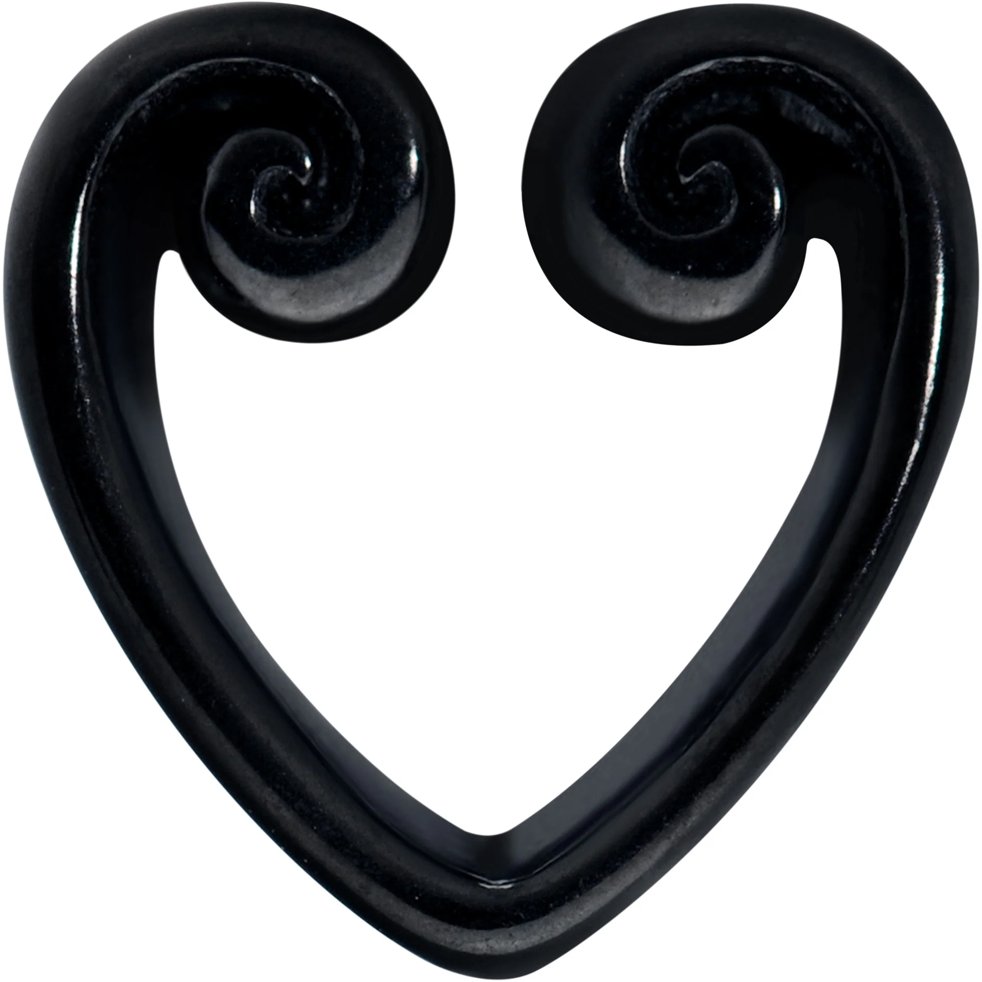 Black Curled Heart Valentines Day Tunnel Plug Set - Image 3