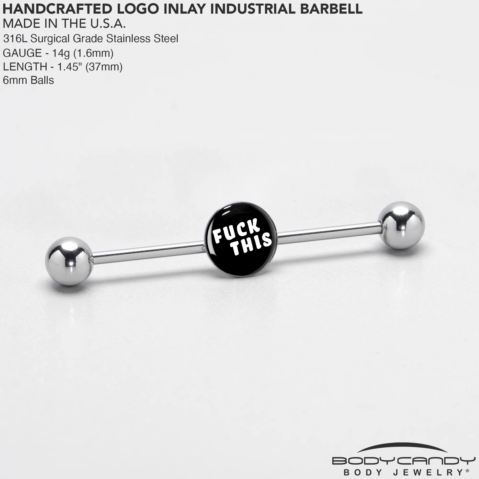 Black Double Gem F*CK Heart Dangle Belly Ring - Image 8