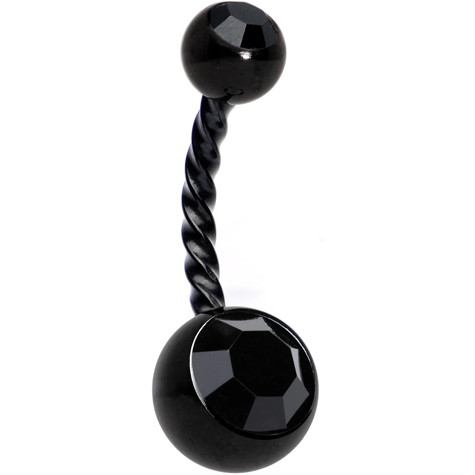 Black Gem Black Totally Twisted Belly Ring Set of 2 - Image 2