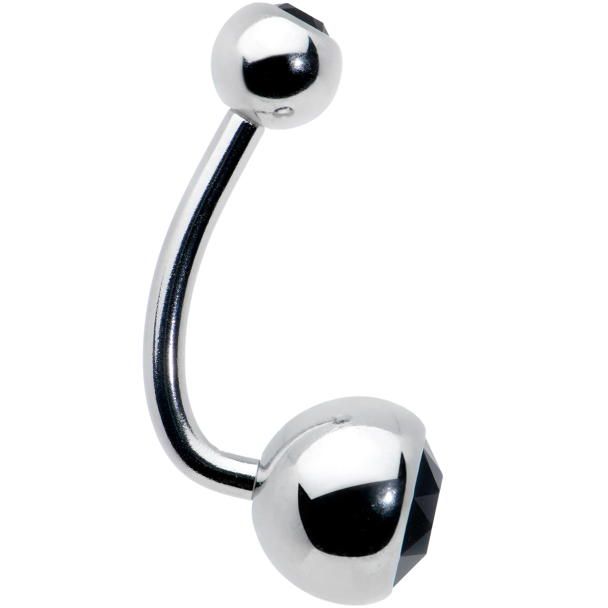 Black Gem J Curve Belly Ring - Image 2