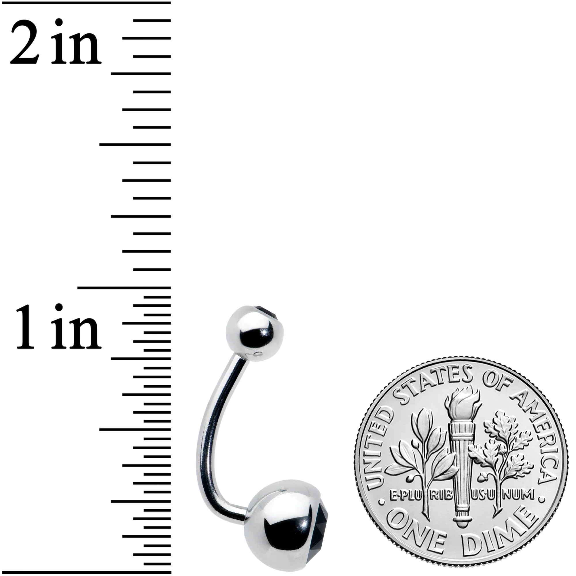 Black Gem J Curve Belly Ring - Image 3