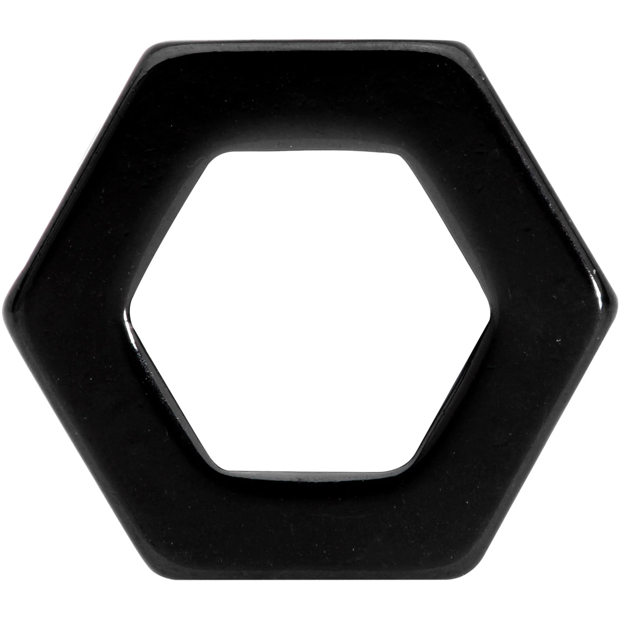 Black Geometric Hexagon Double Flare Tunnel Plug Set 3mm to 25mm - Image 3