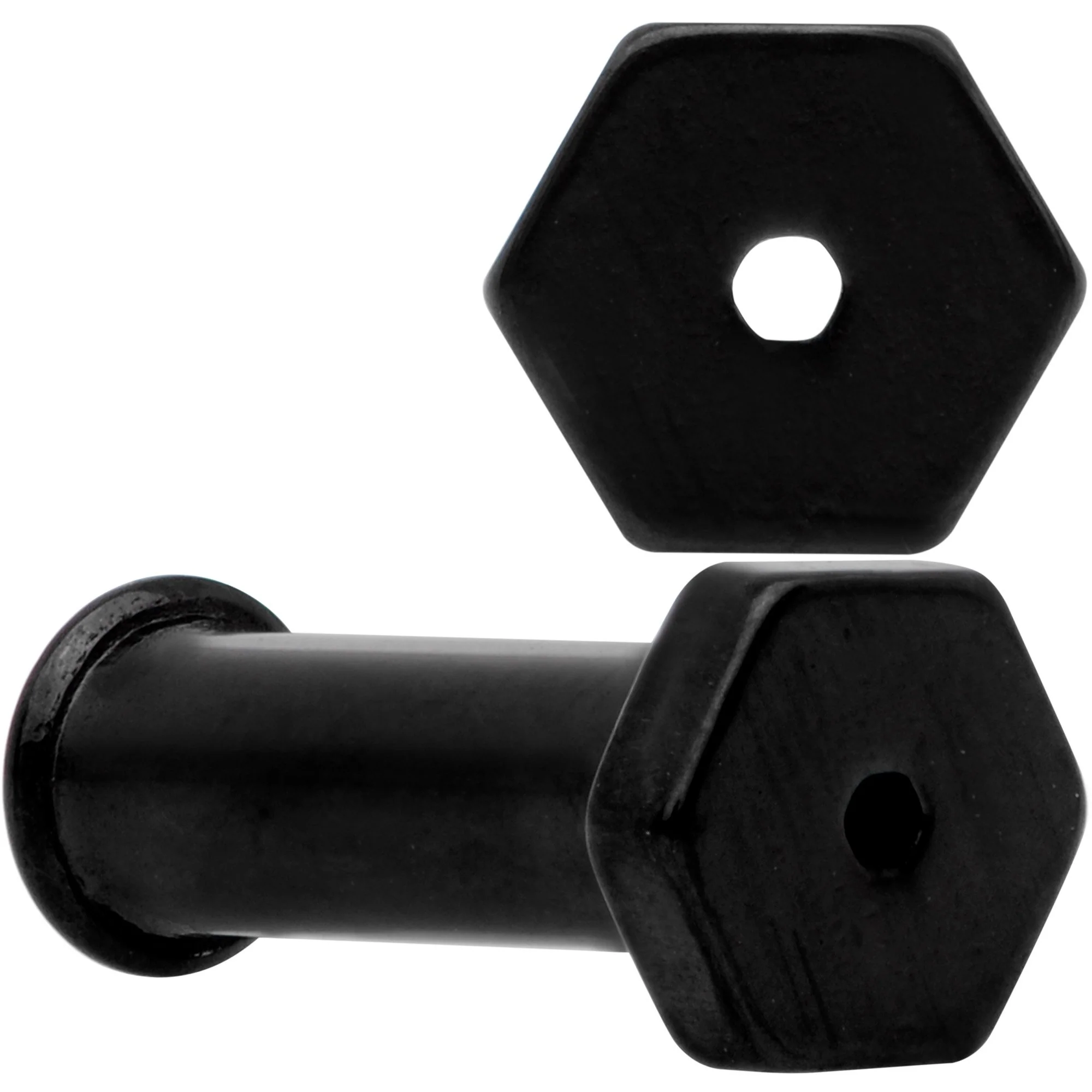 Black Geometric Hexagon Double Flare Tunnel Plug Set 3mm to 25mm - Image 6