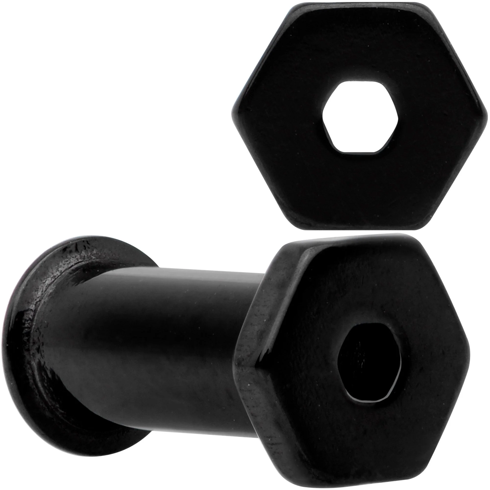 Black Geometric Hexagon Double Flare Tunnel Plug Set 3mm to 25mm - Image 7