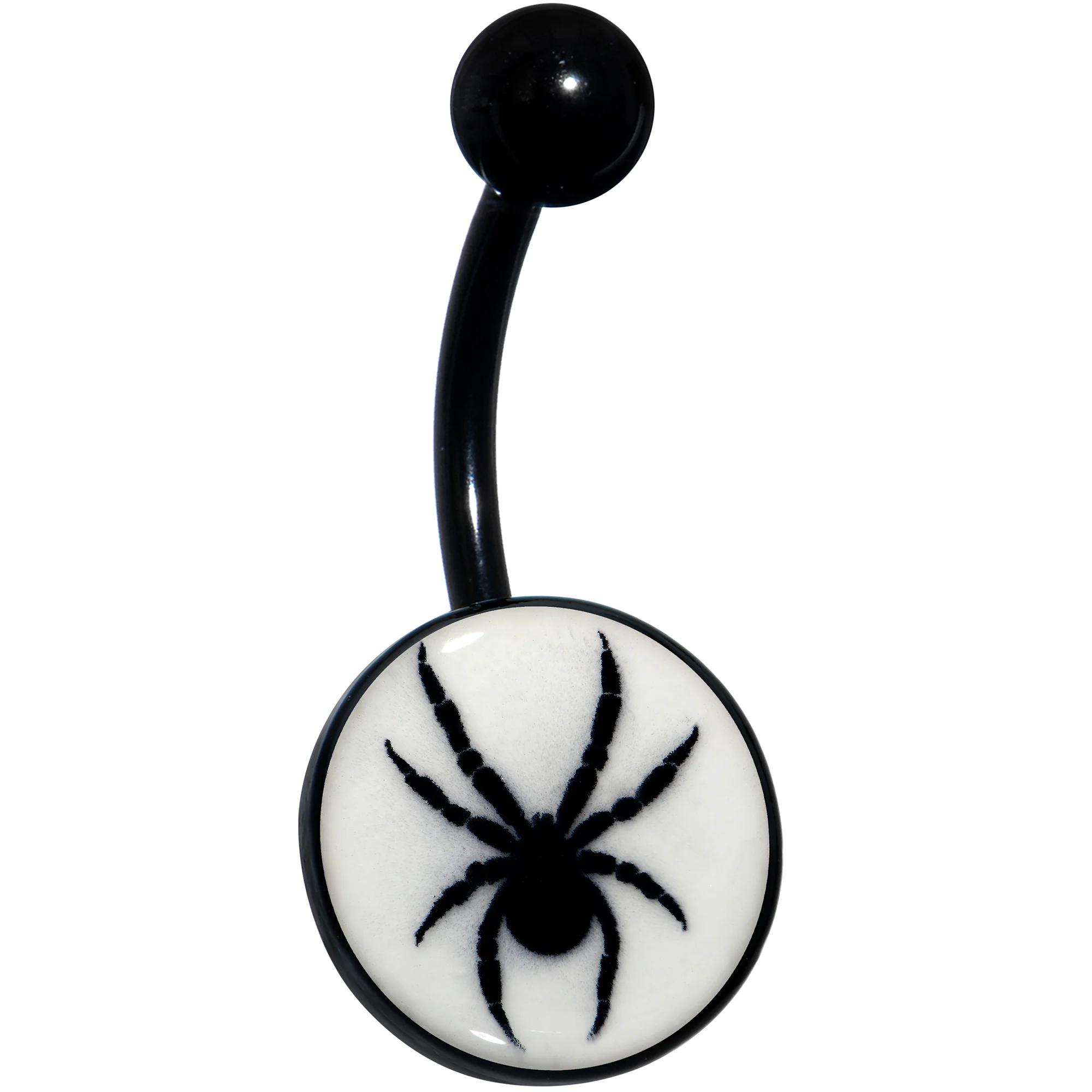 Black Glow in the Dark Black Widow Spider Belly Ring by Onyx O - Image 10