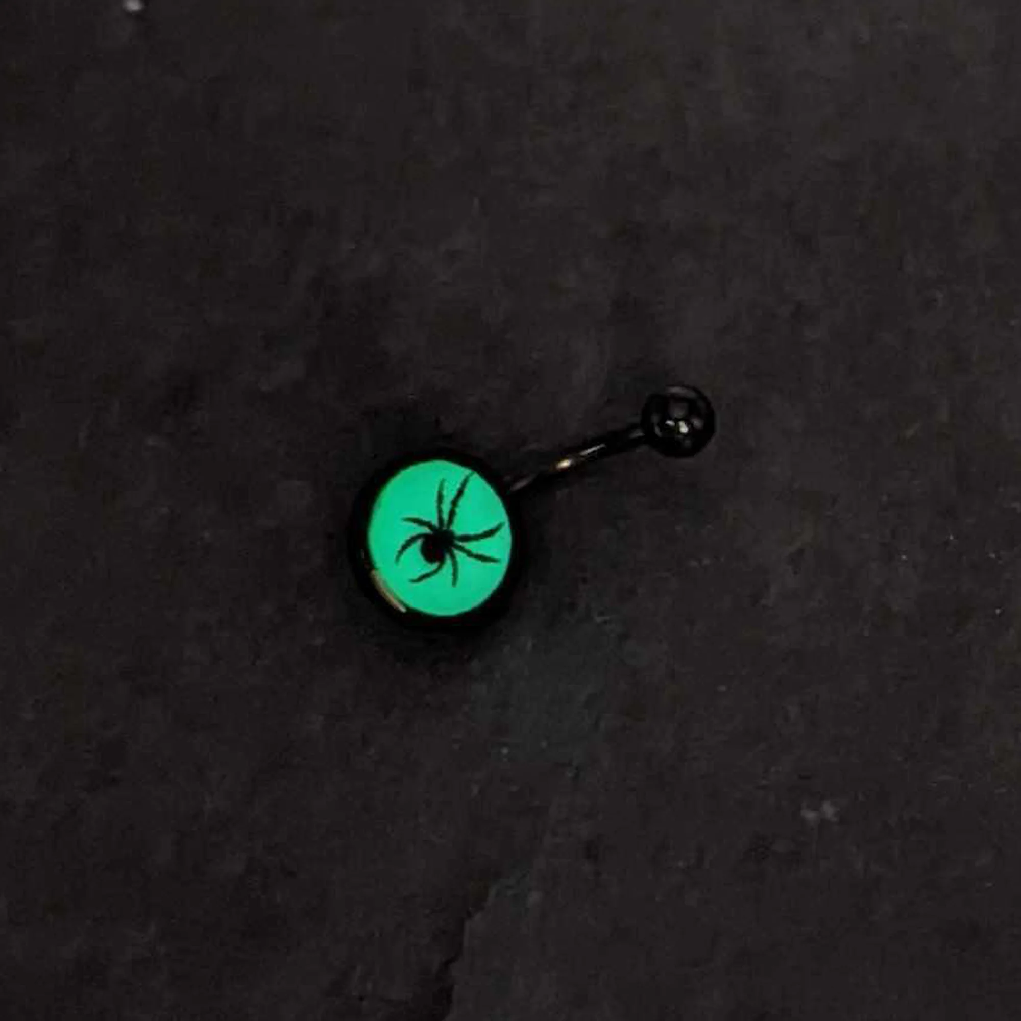 Black Glow in the Dark Black Widow Spider Belly Ring by Onyx O - Image 5