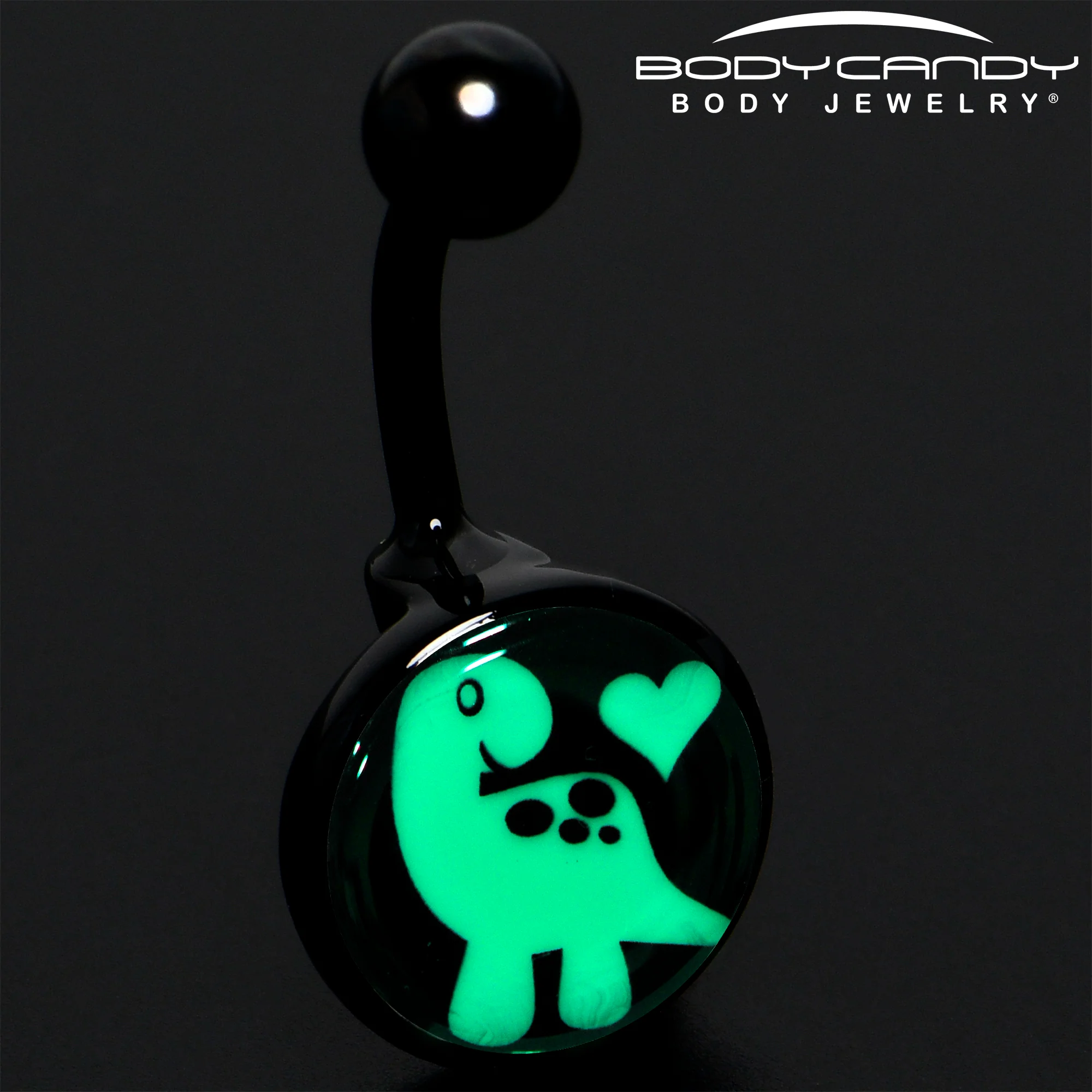 Black Glow in the Dark Cute Dinosaur Belly Ring - Image 3