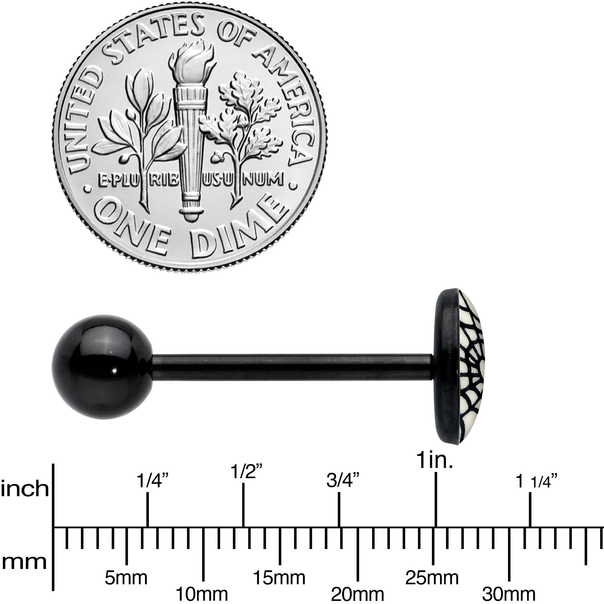 Black Glow in the Dark Heart Spider Web Barbell Tongue Ring by Onyx O - Image 7