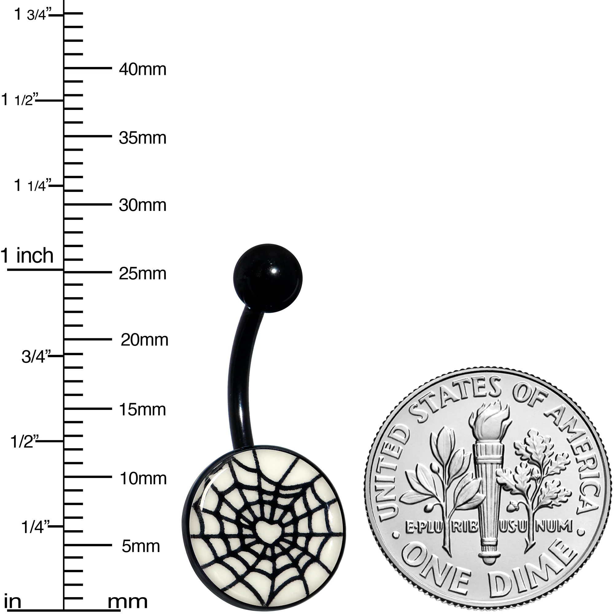 Black Glow in the Dark Heart Spider Web Belly Ring by Onyx O - Image 9