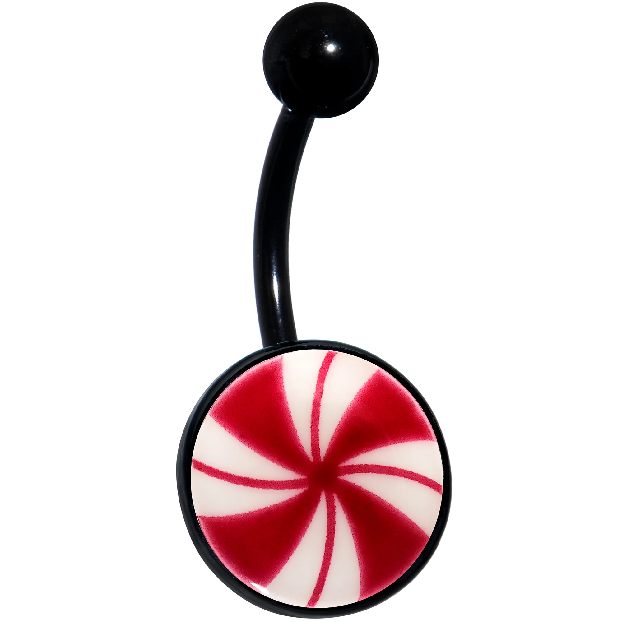 Black Glow in the Dark Holiday Peppermint Candy Belly Ring by Onyx O - Image 9